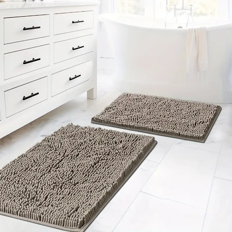2pcsbath rugs for bathroom slip resistant shag chenille bath rugs mat and absorbent bath rug for shower room machine washable fast dry 20 x 32 plus 17 x 24 Product details 8