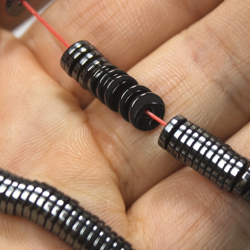 Black Obsidian Round Disc Spacer Beads for Jewelry Making