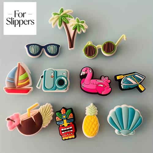 11pcs diy detachable shoe accessories sunshine beach creative street element shoe decorations christmas gift ornaments