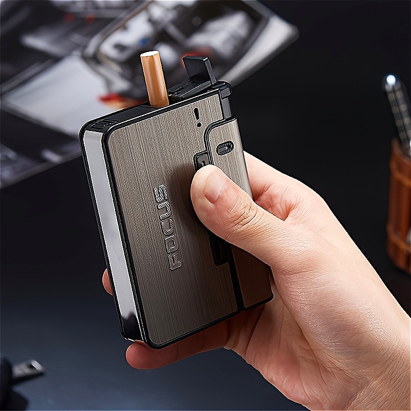 cigarette case holds 10 Men's Leather Case, Perfect Gift, In-Stock, PU Leather Surface with Metal Clips, Pressure-Resistant Holder,Hold Cigarette 2026 this case can comfortably slip into your pocket or bag 1pc High-End Elegant Tulip Flower