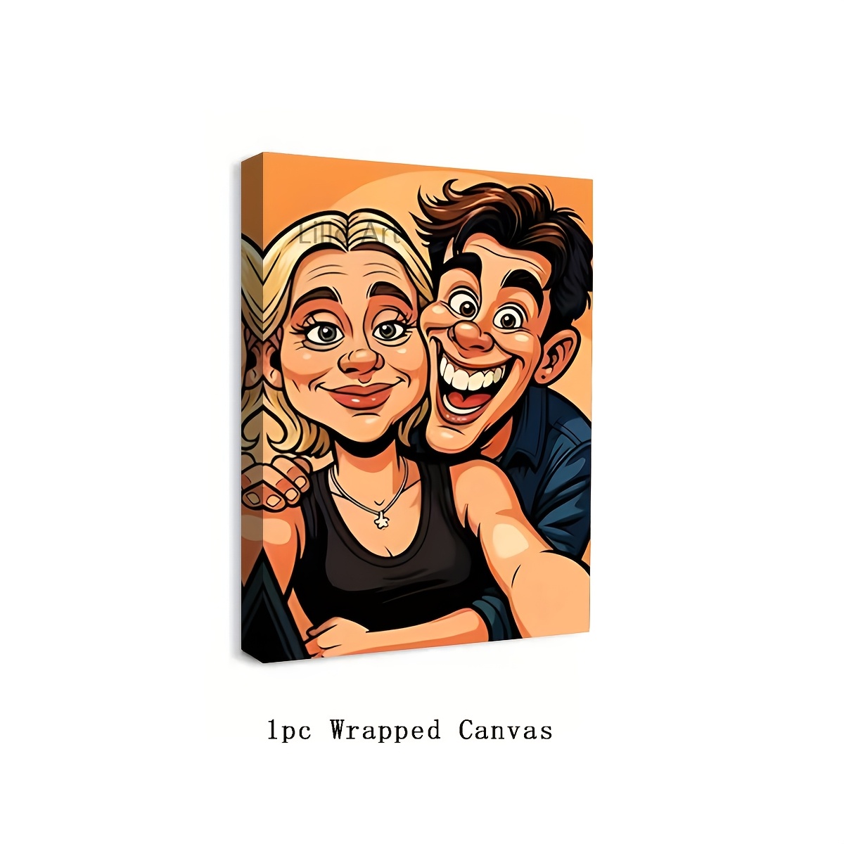 E-shop Personalisiertes Paar-Cartoon-Poster – Foto & Cartoon-Figuren, Gerahmt/Ungerahmt Vertikale Wandkunst, Ideal für Weihnachten, Valentinstag,