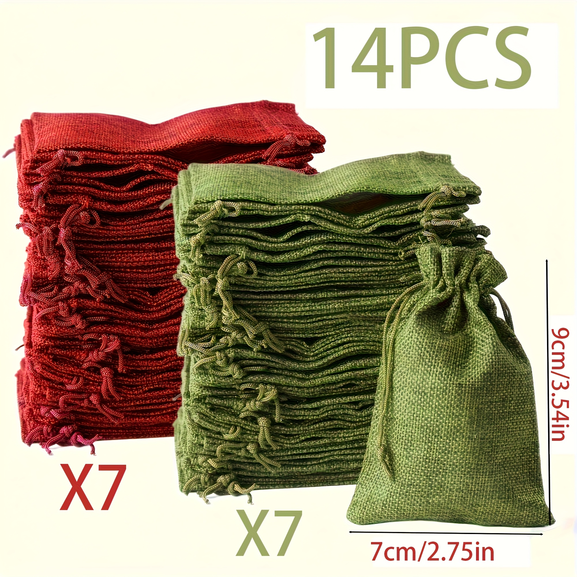 TEMU Gift For Her/him 14-pack, + 7 Jute Drawstring Gift Bags - Large And Small Gift Bags - Multi-scene Use, Diy Christmas Countdown Gifts - Reusable