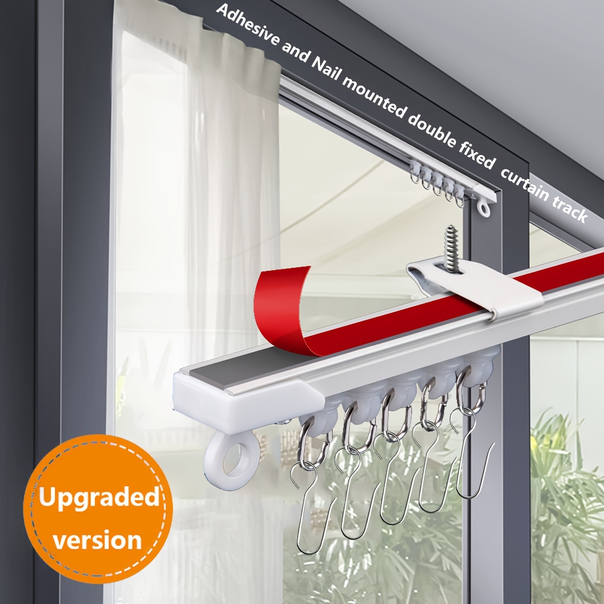 Rail Rideau Adhésif Ultra Fin - Installation Sans Perçage - Pour Plafonds Et Murs Lisses 1-3m