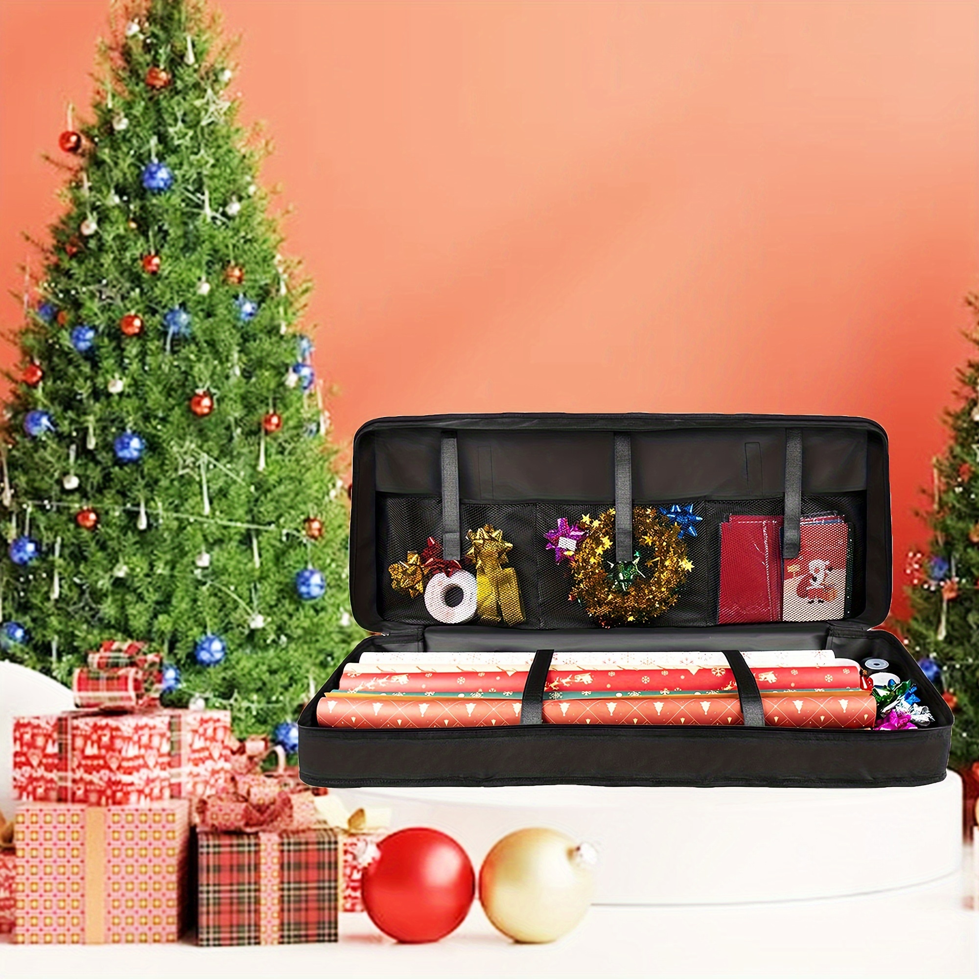 

Christmas Wrapping Organizer - Underbed Storage , Holds 24 , 600d , & Ornaments, , , , <3.2 Cu Ft, <27" Height