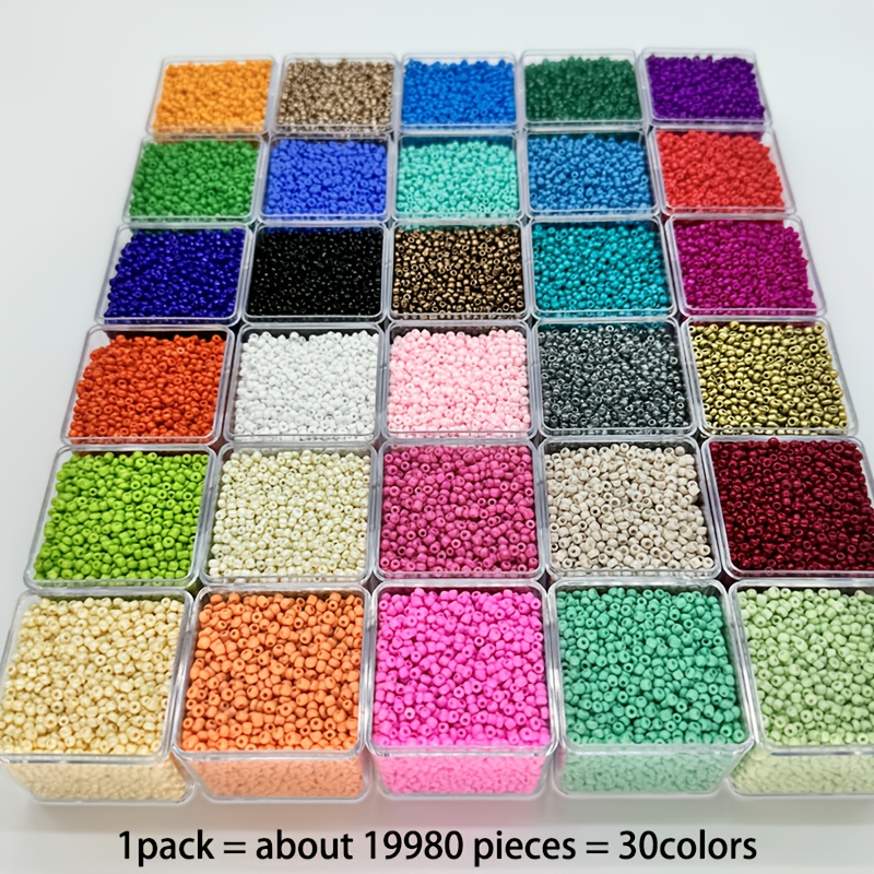 E-shop 19980 Stück 2mm Hochwertige Tschechische Glas-Samenperlen - 30 Farben Dekorative Perlen - Uniforme Größe Geeignet für Handarbeit - Unendliche
