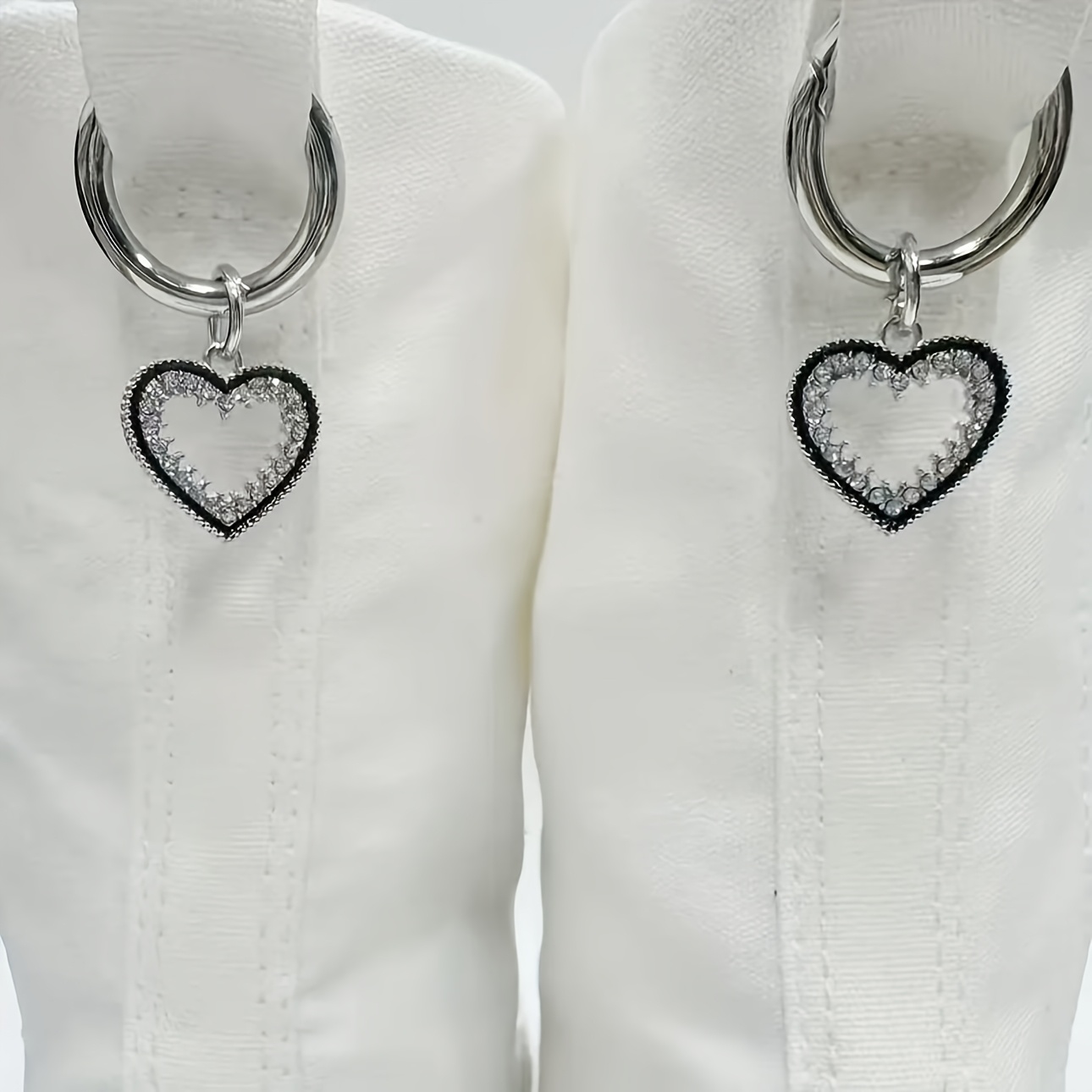 Image of 2pcs Drip Rhinestone Heart Shoe And Boot Decorations, Diy Shoe And Boot Accessories, Hanging Shoe Buckles