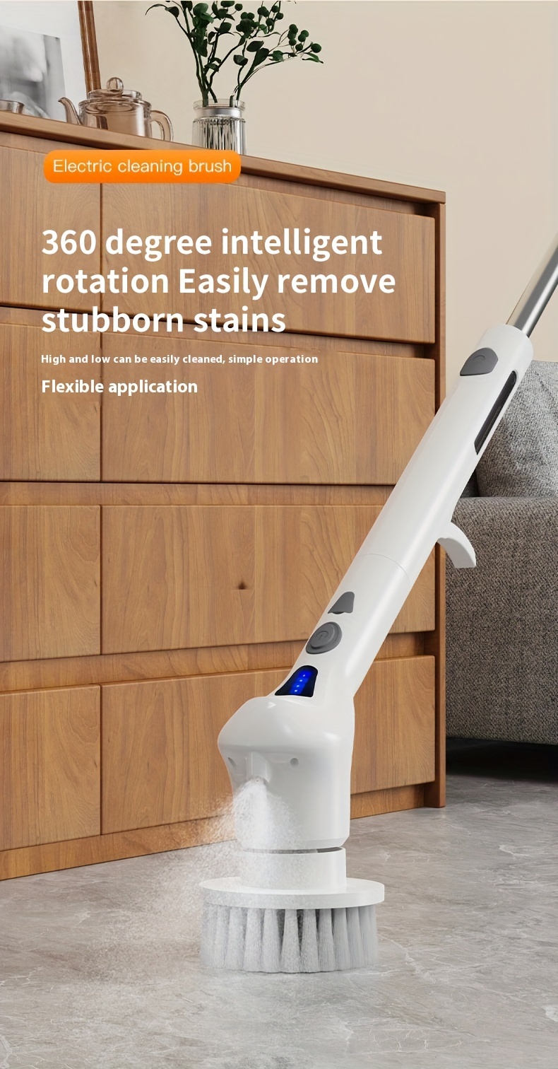 sprayable electric rotating cleaning brush electric cleaning brush wireless cleaning brush ip56 waterproof with 9 replaceable brush heads 9 in 1 with extended handle suitable for toilets bathrooms bathtubs tiles floors wooden floors cars details 9