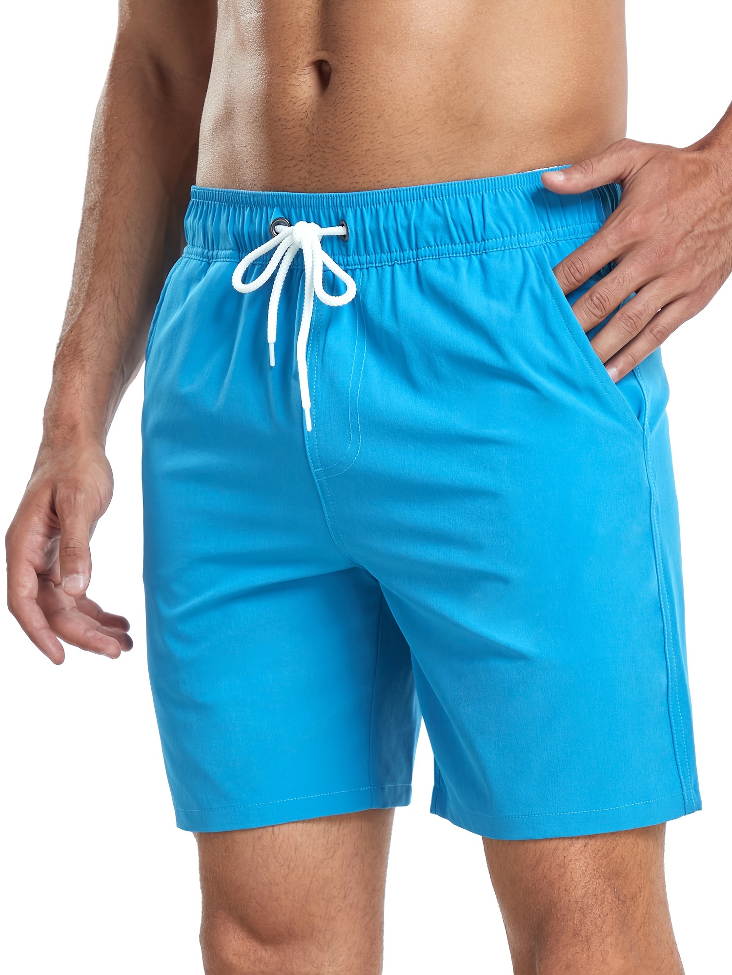 mens two   board shorts with pockets athletic quick dry slightly stretch drawstring workout shorts with assorted colors details 34