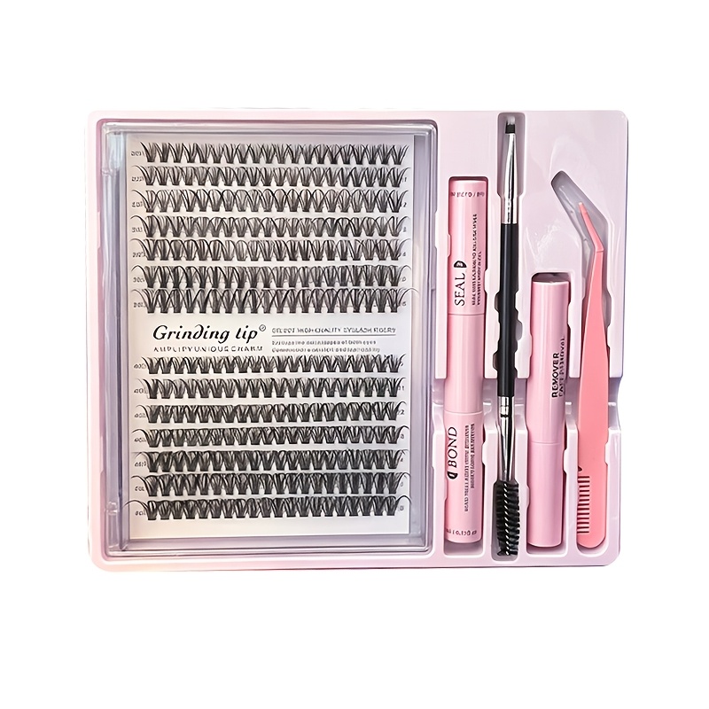 30/50d Cluster False Eyelash Set, Brush, Eyelash Sealing Glue, Tweezers Set, 8-16mm Cluster False Eyelashes, Easy To Create Date Makeup Look