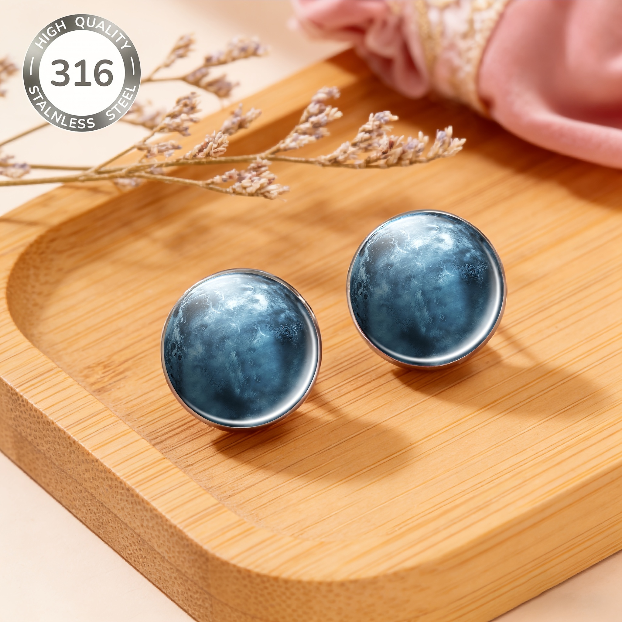 2-Pack 316 Stainless Steel Round Studs, Frost Planet Design
