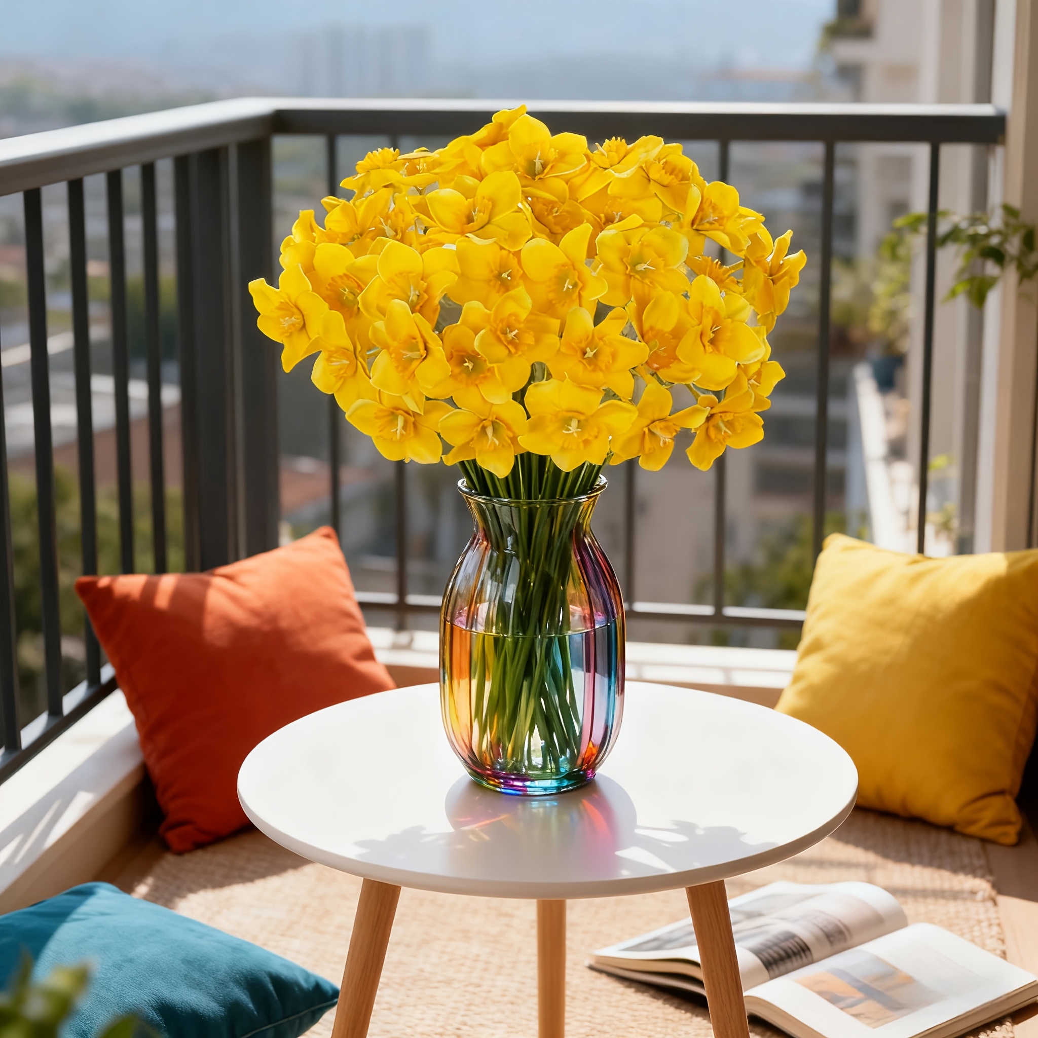10pcs-realistic Yellow Artificial Flowers - Lifelike Green Stems And , Durable Plastic Fake Flowers, Suitable For Home/office/party Decor, Weddings, Funerals, Easter - Low-maintenance Holiday Decor