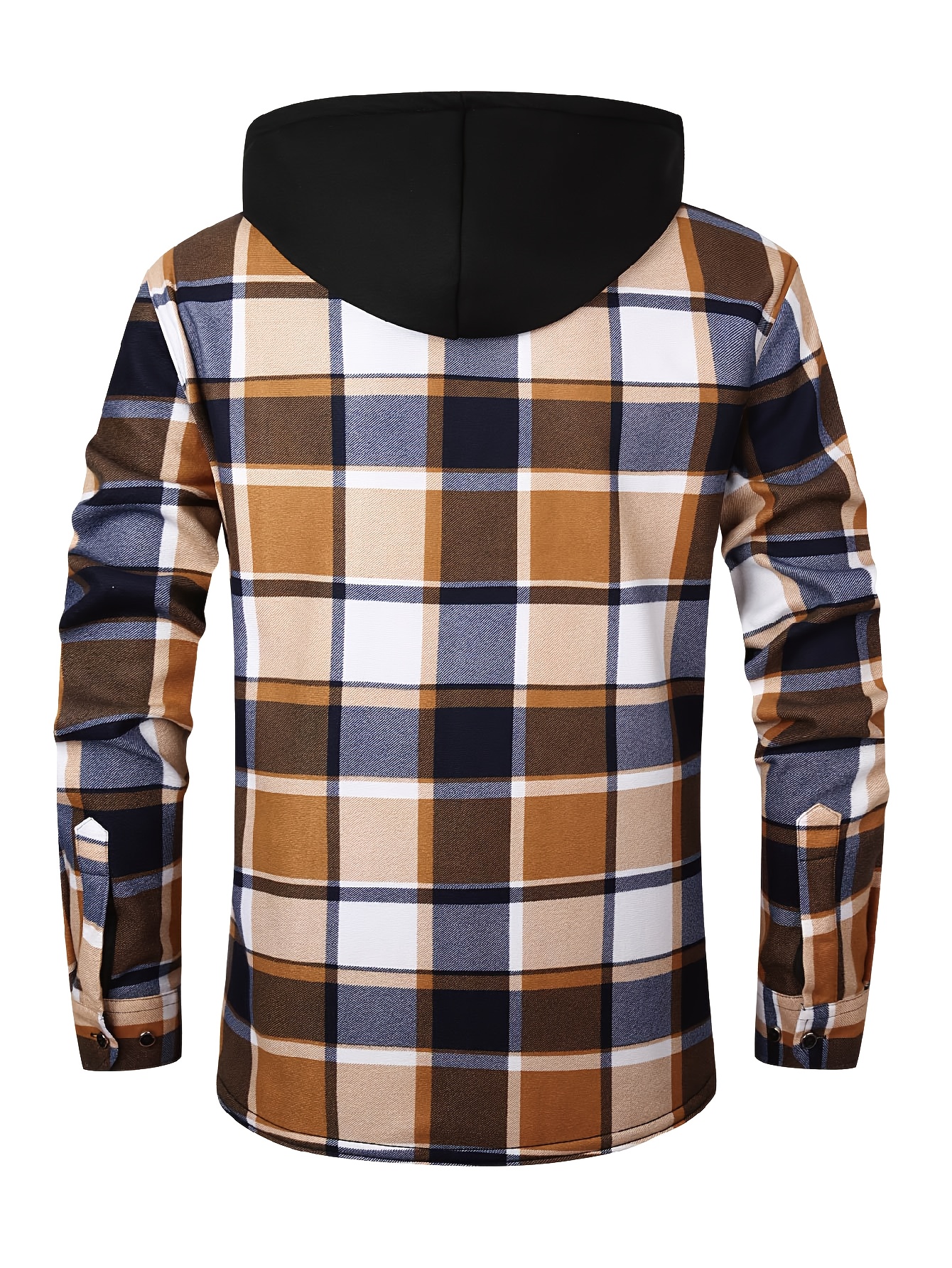 Thermisch werkschort met capuchon voor heren - Heavy-duty fleece gevoerde winterjas met ruitpatroon, volledige ritssluiting aan de voorkant, lange mouwen, overhemdjasje met knoopsluiting voor boerderij, bouw, buiten - Dik geïsoleerd laagstuk (s-3xl) - Ideaal voor Col