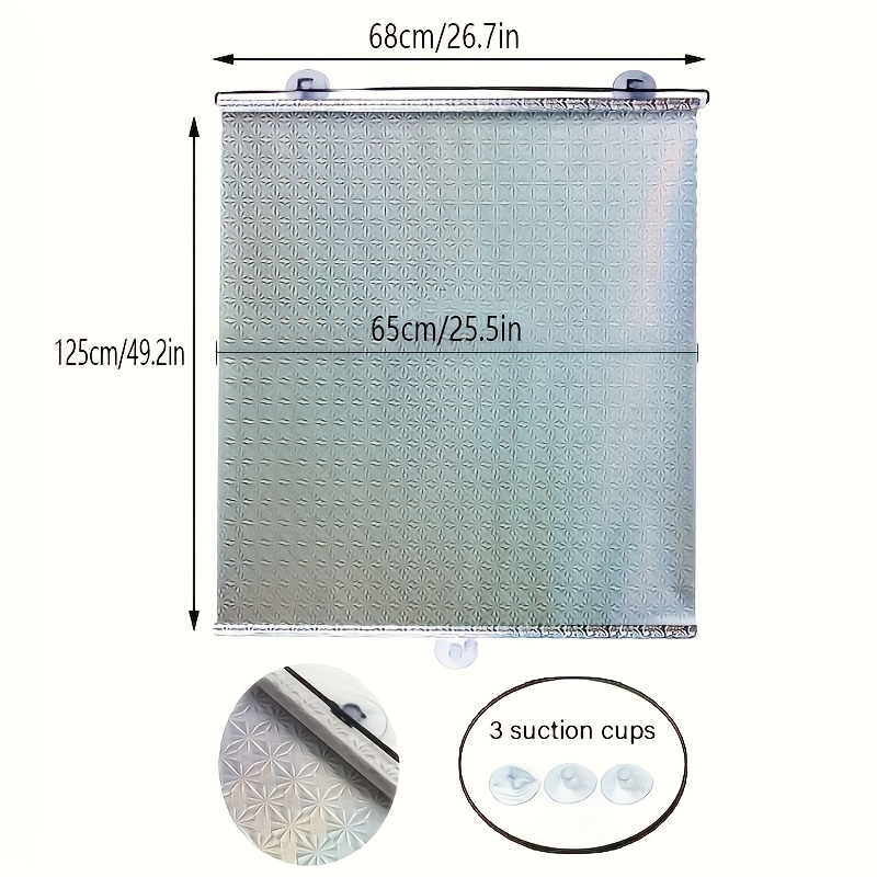 Image of 1pc, No-drill Balcony Suction Cup Shade, Shading Rate 80%, Car, Bedroom, Bathroom Insulation And Shading Curtains, Home Office Retractable Sunshade Roller Blind