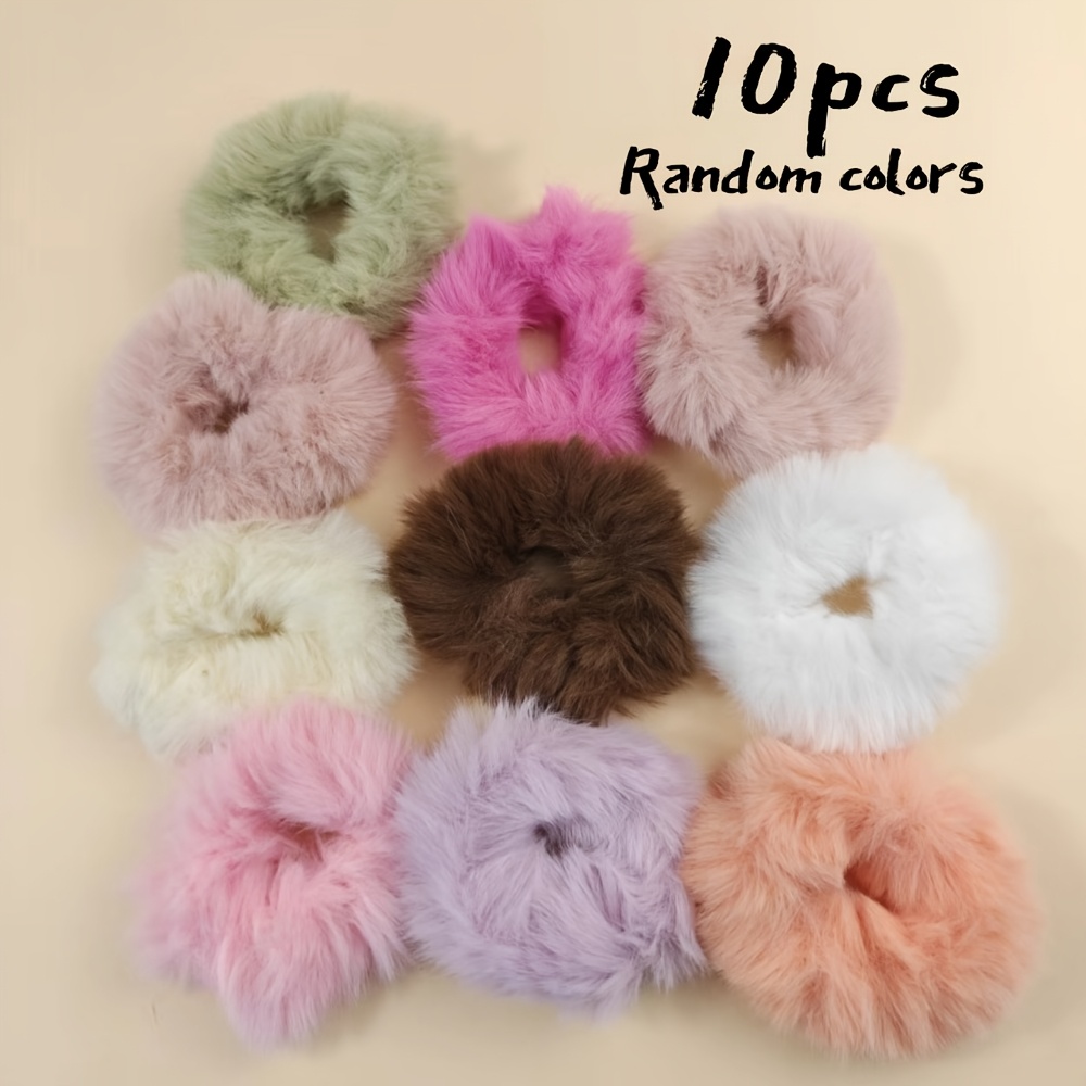 Image of 10/20pcs Colorful Simple Plush Hair Ties, Hair Bands, Hair Accessories, Random Colors, Ideal For Gifts, Soft And Comfortable