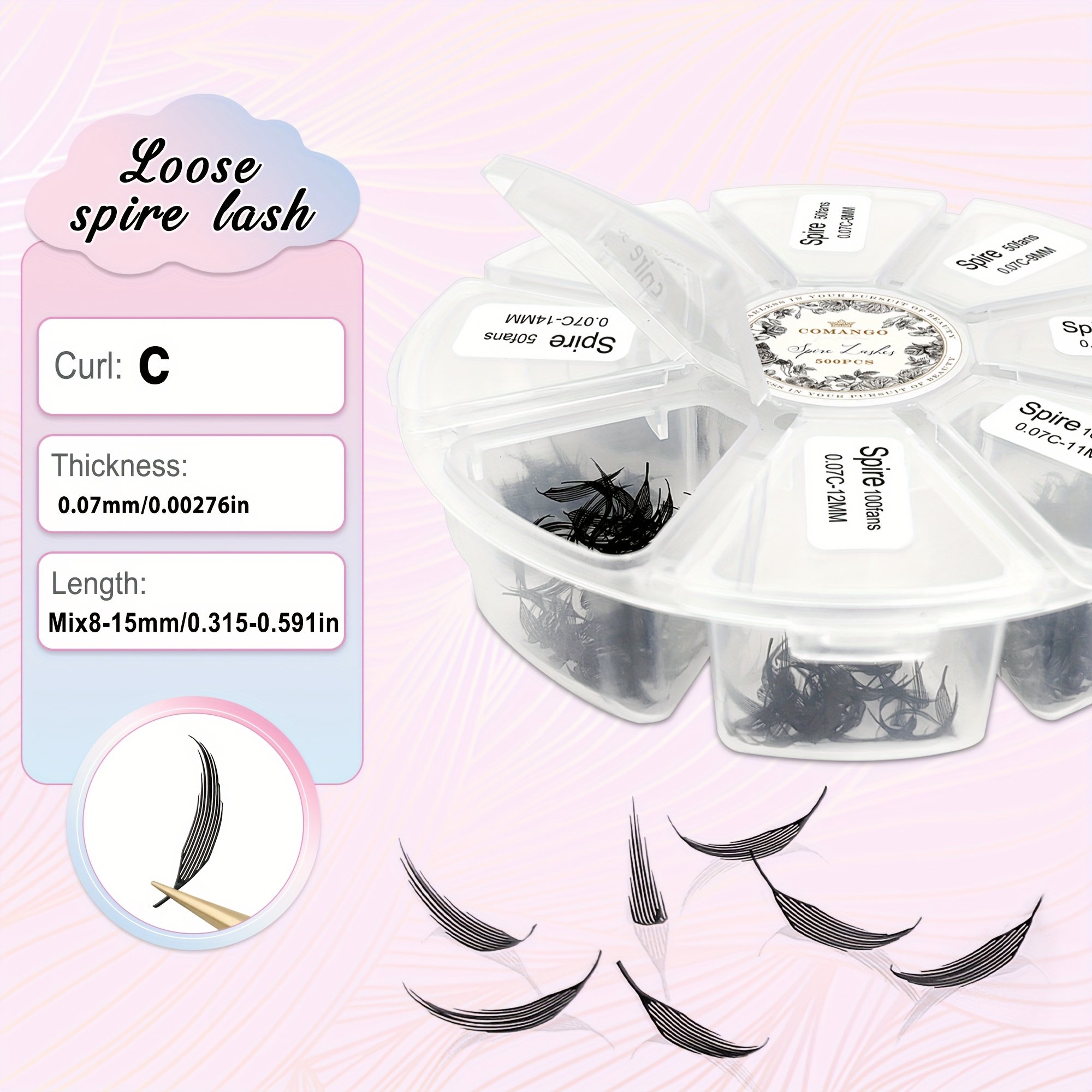 600fans Comic Feather Shape Premade Eyelash Extension Mix8-15mm Wispy Soft Fluffy Dark Matte Lash Extensions Eyelashes