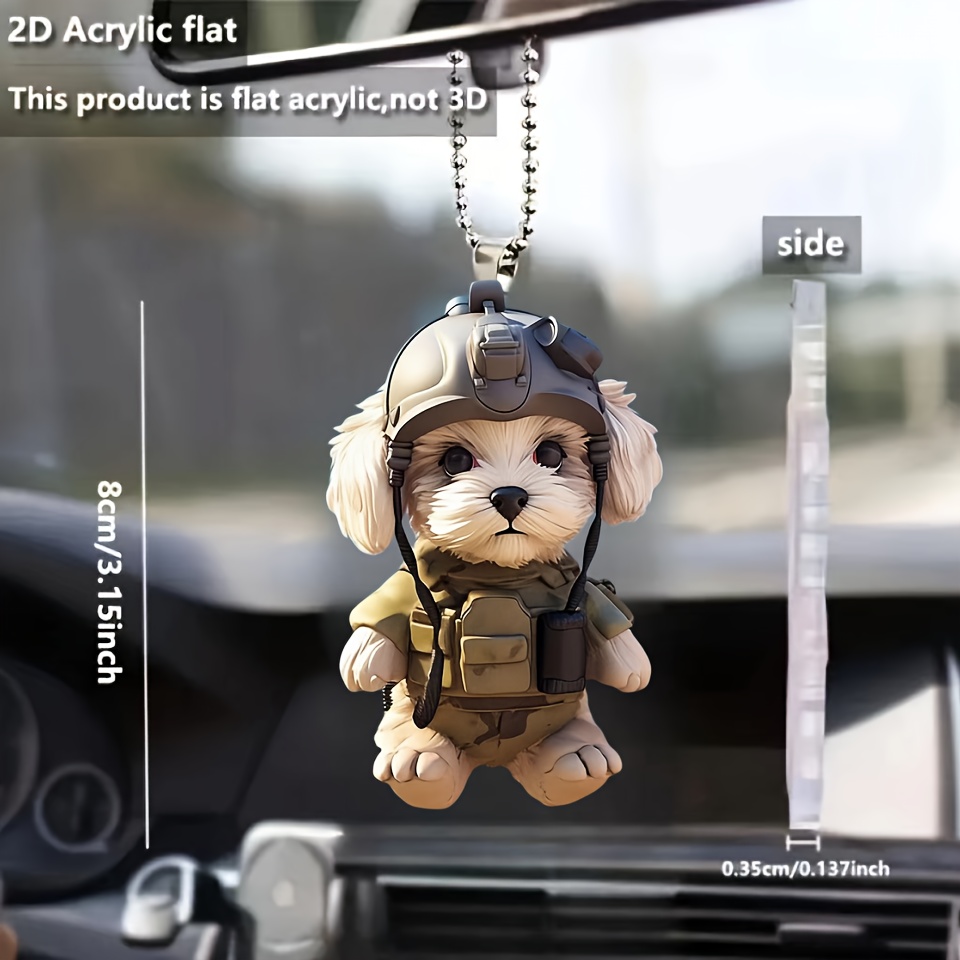 

1pc Special Forces Parachute Puppy Acrylic Car Hanging Ornament, Rearview Mirror Decor Pendant, Bag & Keychain Accessory, Home Decoration, Fun Keyring
