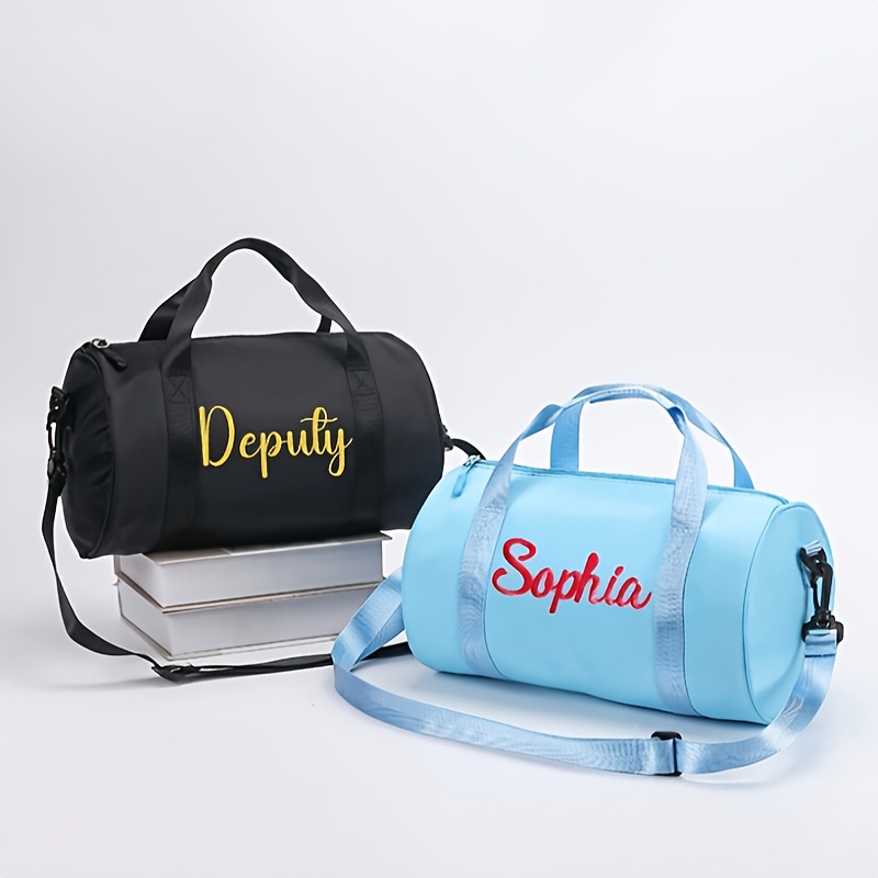 custom embroidered travel bag large capacity gym shoulder Temu