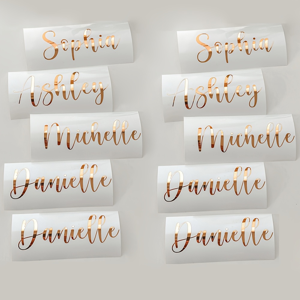 TEMU 10pcs Customizable Name Decoration Stickers, Wedding Red Wine Cup Bridesmaid Exclusive Name Stickers, Diy Self-adhesive Decorative Sticker