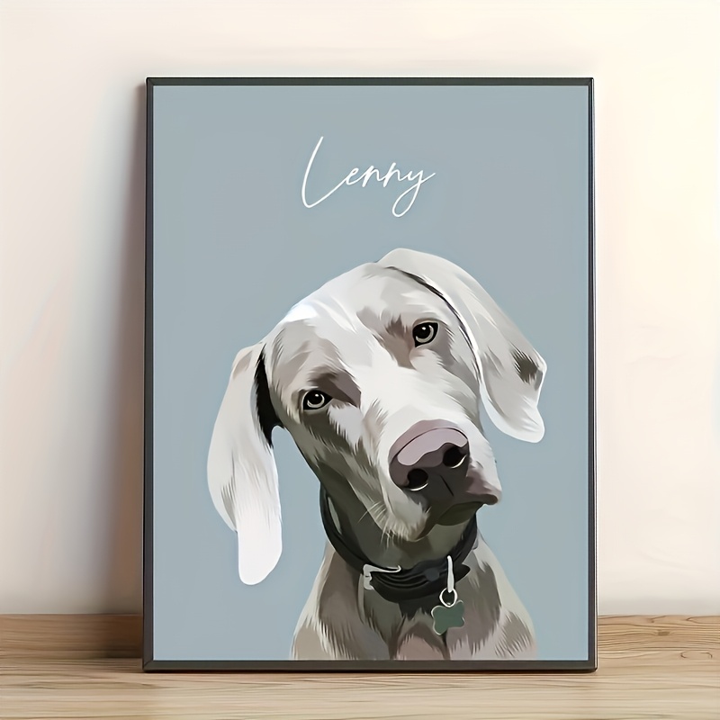 

1pc Personalized Dog Canvas Art With Wooden Frame - Hand-painted Pet , Contemporary Style, Ideal For Decor, 11.8x15.7 Inches, 2d, Room Decor