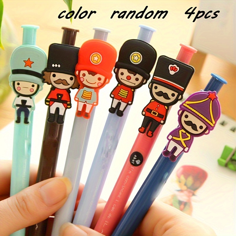 

Random 4pcs Cute British Soldier Design Retractable Round Ballpoint Pens - Suitable For Ages 14 And Up