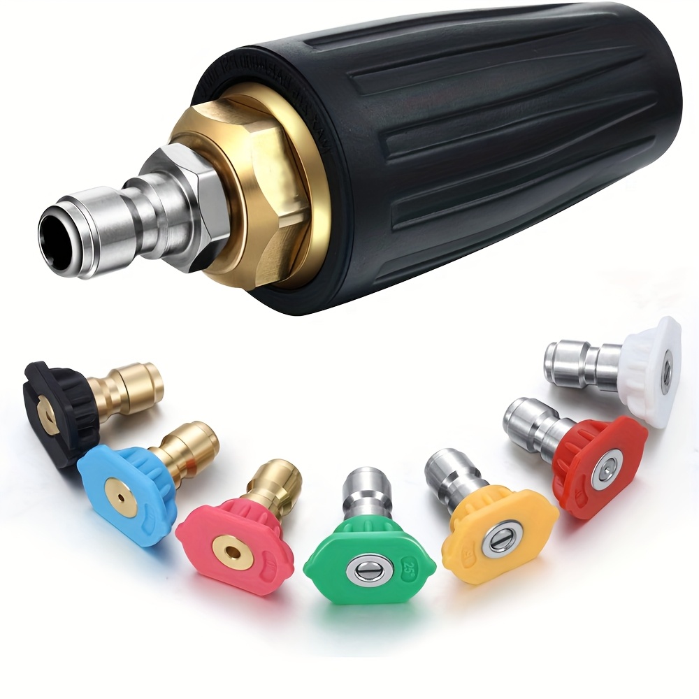 E-shop Turbo-Düse für Hochdruckreiniger - 360° drehbarer Sprühstrahl, 4000 PSI, 7 austauschbare Köpfe, ideal zum Reinigen von Ziegeln und Beton,