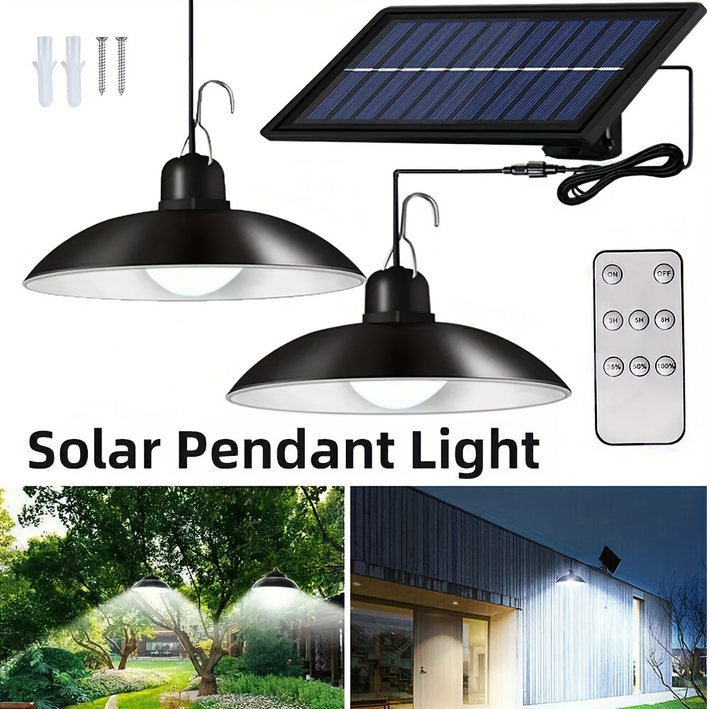 Double-Headed Solar Pendant Light with Remote Control