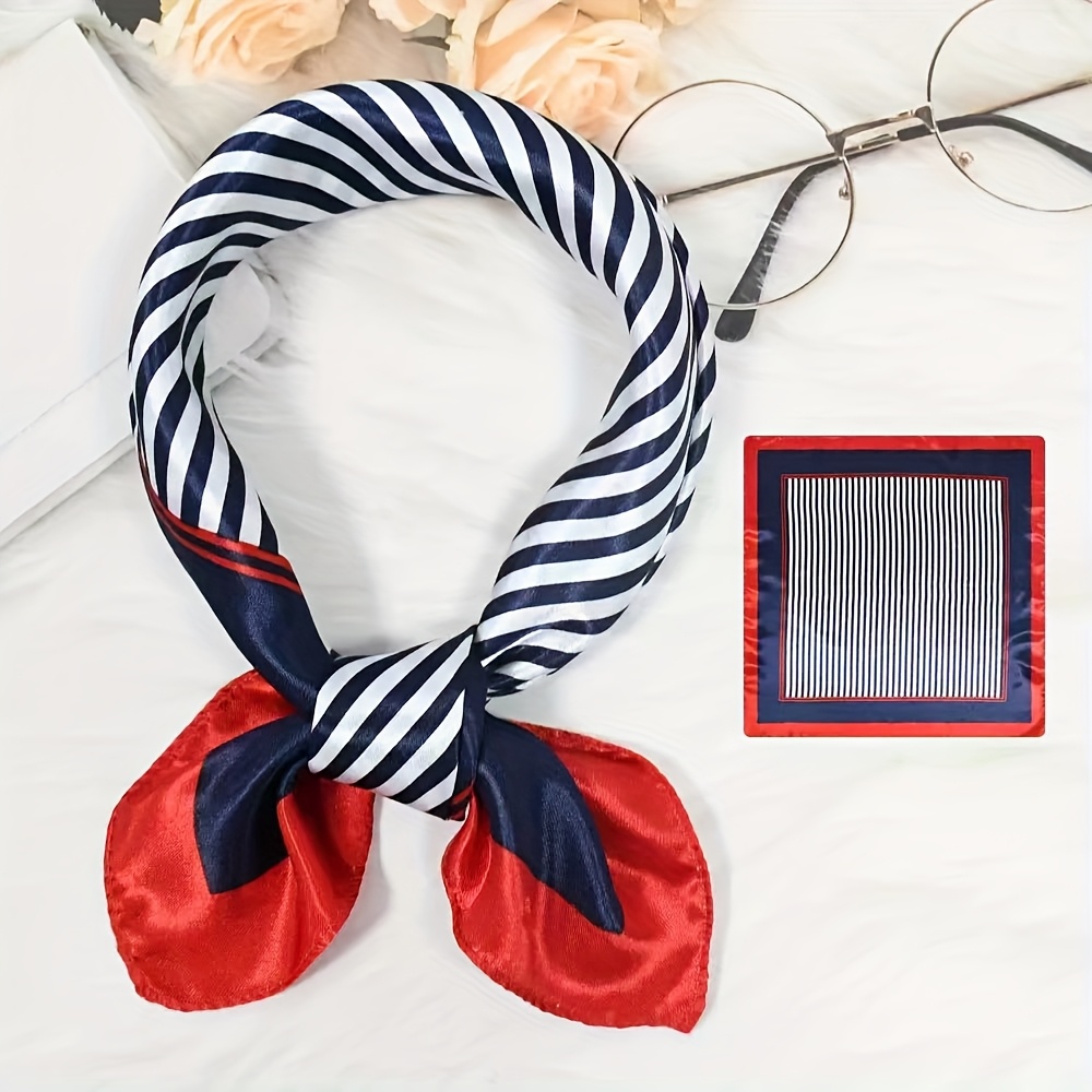 TEMU 1pc Women's Striped Scarf Party Photo Booth Props, Party Dance Graduation Holiday Party Decoration, White Striped Sailor Navy Hat Captain Role-playing Role-playing Decorative Scarf