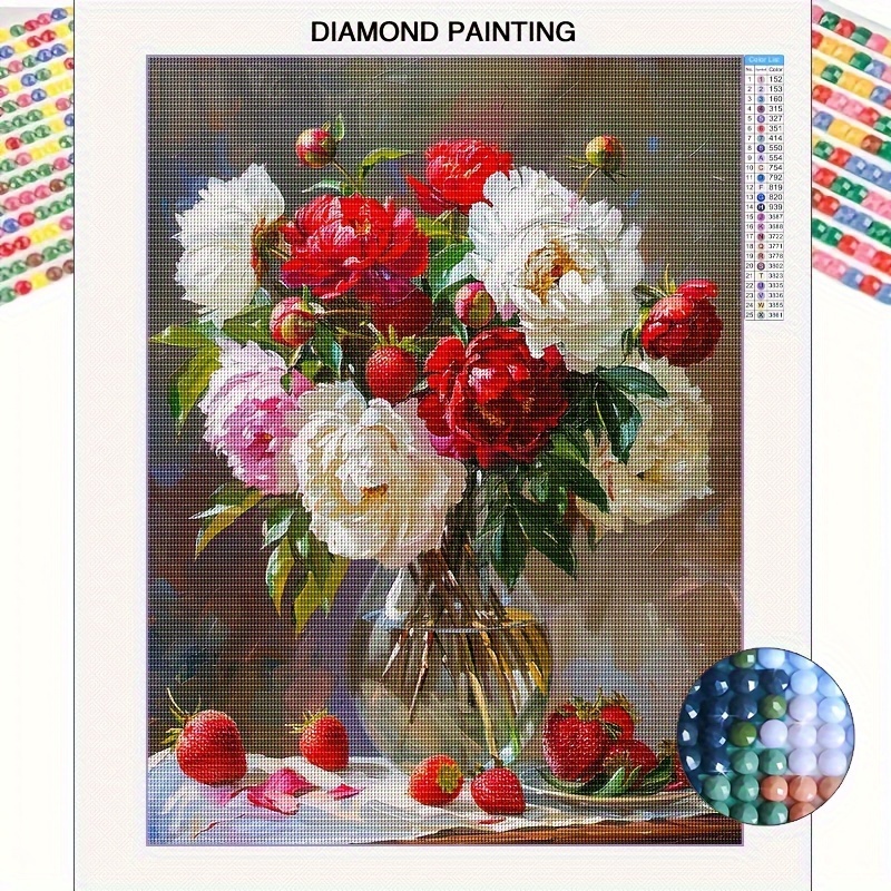 

Floral 5d Diamond Painting Kit For Adults - Round Rhinestone Art, Diy Craft Set For Beginners & Enthusiasts, Mosaic Wall Decor For Living Room & Bedroom, 11.8x15.8 Inches