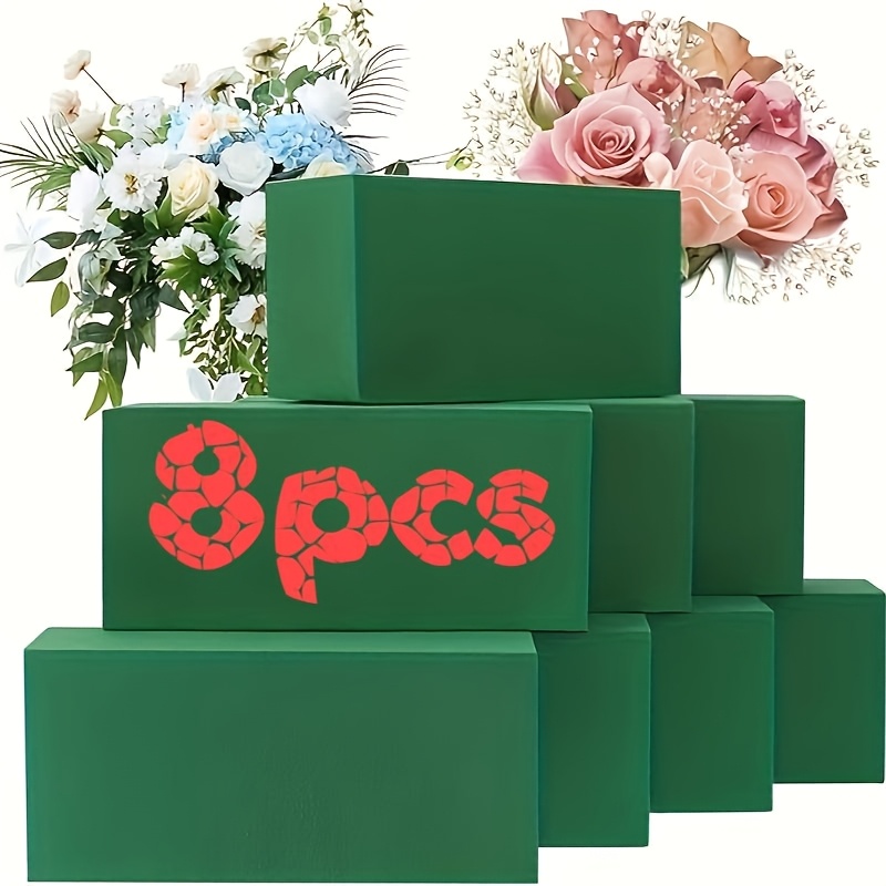 

8pcs Flower Arrangement 8.8 Inches Long "x2.6 Inches Wide" X4.1 Inches High ", Wet And Dry Green , Suitable For Weddings, Birthdays, Home Decor, Outdoor Weddings And More