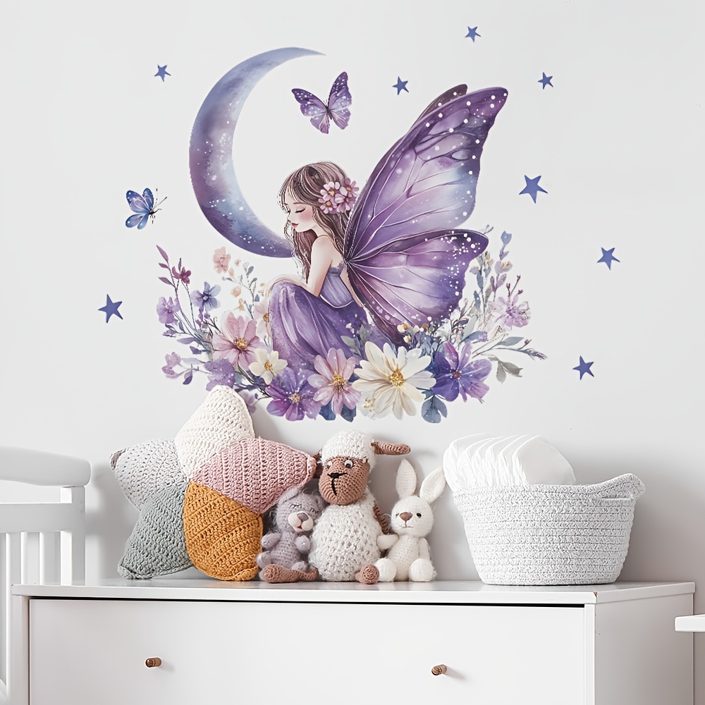 Image of Large Self-adhesive Purple Floral & Wall Stickers Suitable For Glass Doors,, Walls - 2d Removable Decals With Irregular Flower Patterns, & Stick Application, No Residue, For (bedroom,, Bathroom)