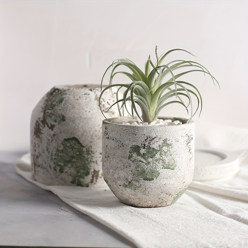 

Vintage-inspired Cement Planter - Versatile Indoor/outdoor Succulent & Green Plant Pot, Nordic Style Mini Flower Pot With Drainage Hole