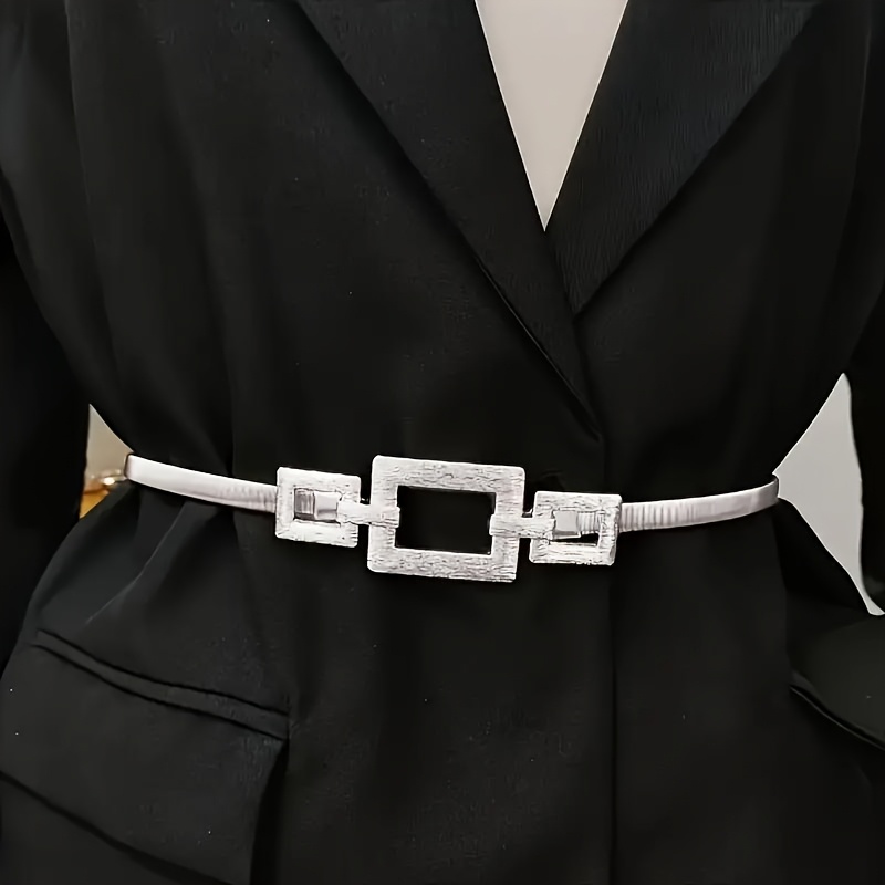 E-shop Eleganter Damen-Gürtel mit geometrischem Metallmuster und elastischem Bund, geeignet für Kleider, Röcke und Hemden - Vielseitiges Modeaccessoire
