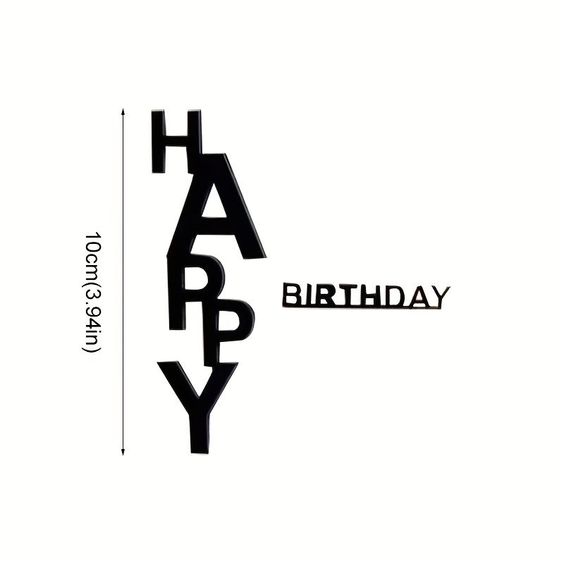 TEMU El Yazısı Mutlu Yıllar Pasta Süsü - Zarif Siyah Akrilik Pasta Dekoru, Altın Detaylı, Doğum Günü Partisi Malzemeleri, Pasta Süslemeleri ve