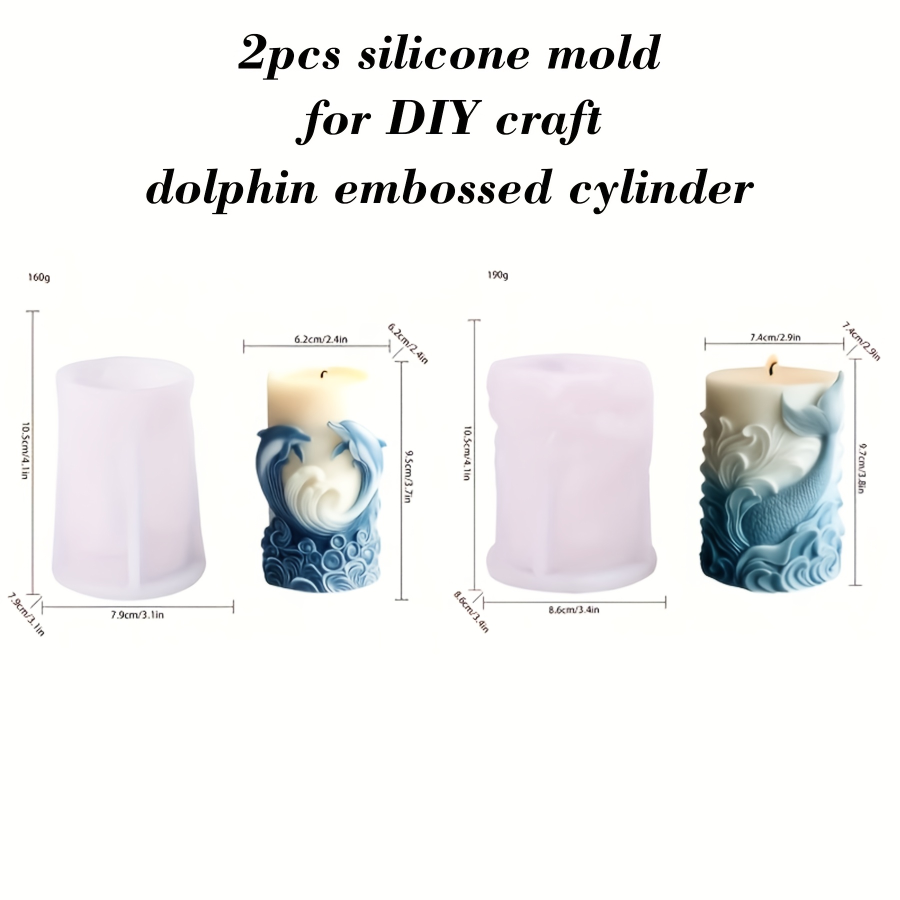 TEMU 2pcs Dolphin Candle Soap Silicone Mold Set, Dolphin Candle Aromatherapy Silicone Mold For Handmade, Dolphin Diffused Stone Candle Silicone Mold,