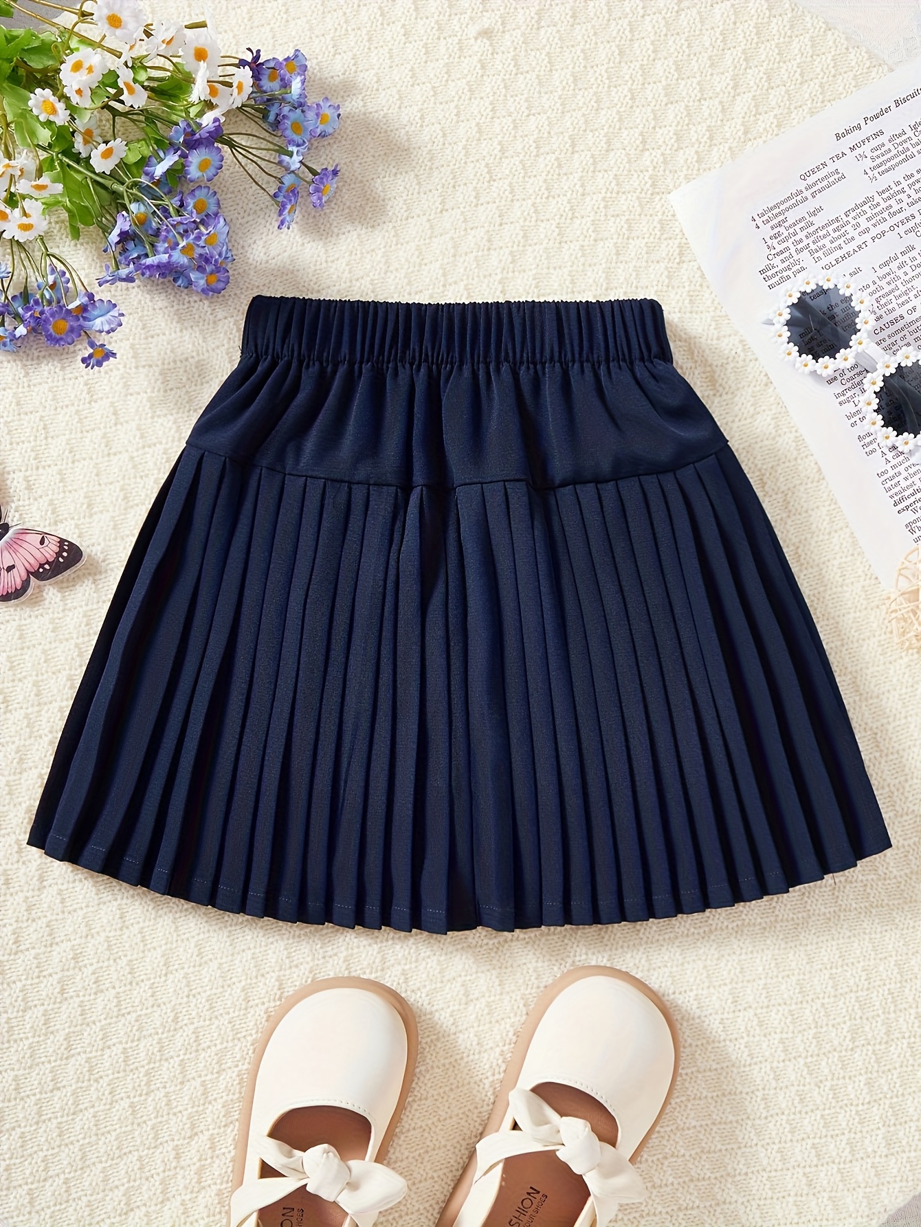 * Midi Plissada A-Line para Meninas - * * Lavável à Máquina, Estilo Escolar  de Verão * Casual e Formal para Crianças e Adolescentes, Roupas * para *, image size:800x1066