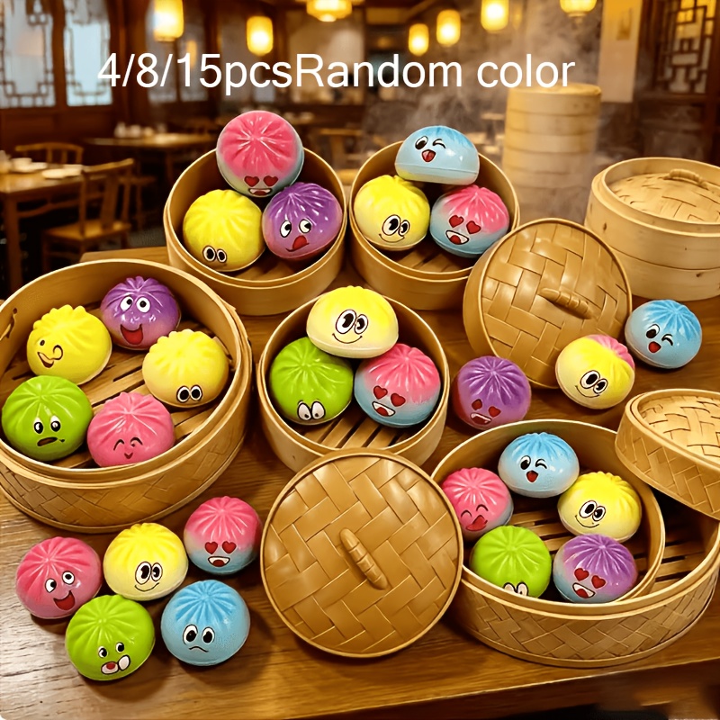 4 8 15pcs multi party party gift bag slow rebound material squeeze toy baozi gift toy combination school and birthday gift slow rebound toy indoor outdoor party gift competitive interactive game suitable for activities team building