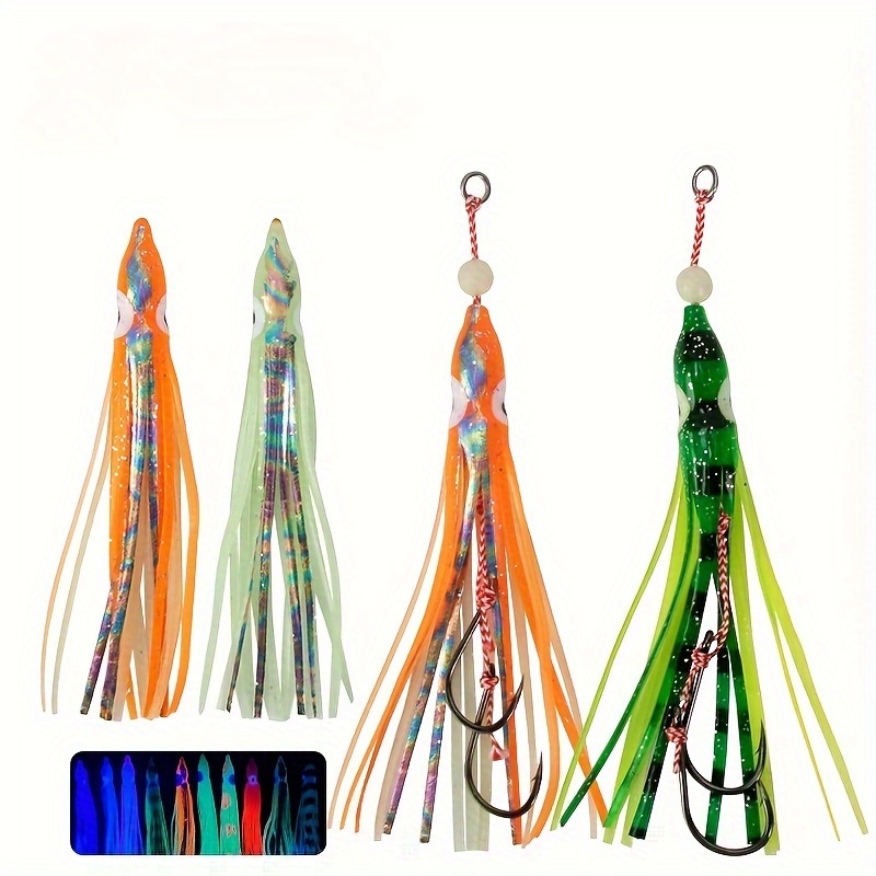 

10pcs -the-dark Squid Jigs - Bionic Soft Lures For Deep Sea & Boat Fishing, Synthetic Rubber