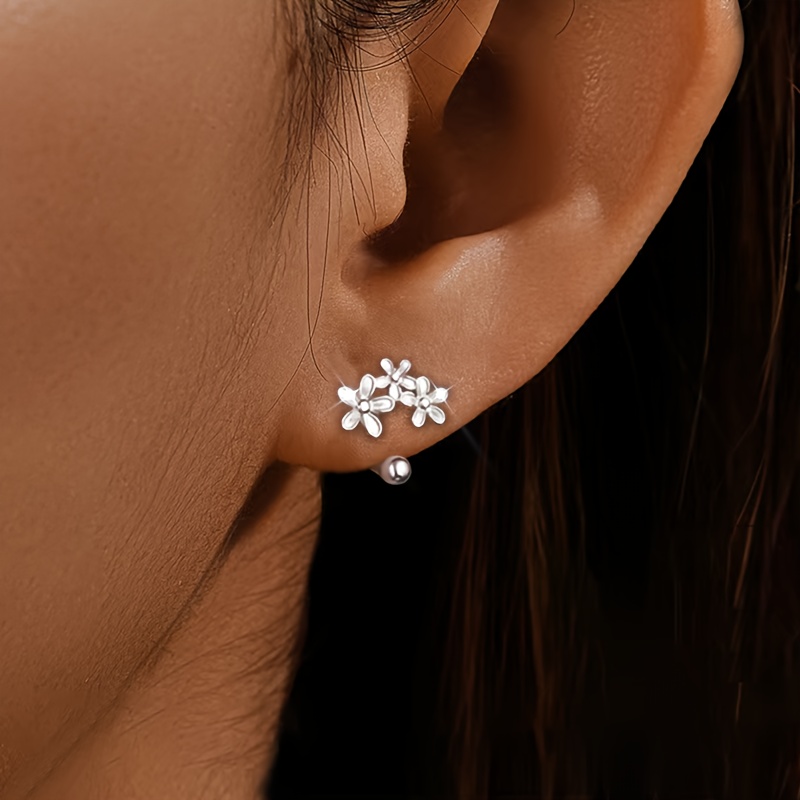 TEMU A Pair S925 Sterling Silver Hypoallergenic Earrings | Elegant Triple , Versatile And Stylish, Ideal For Daily Wear, Gifts, And Special Occasions