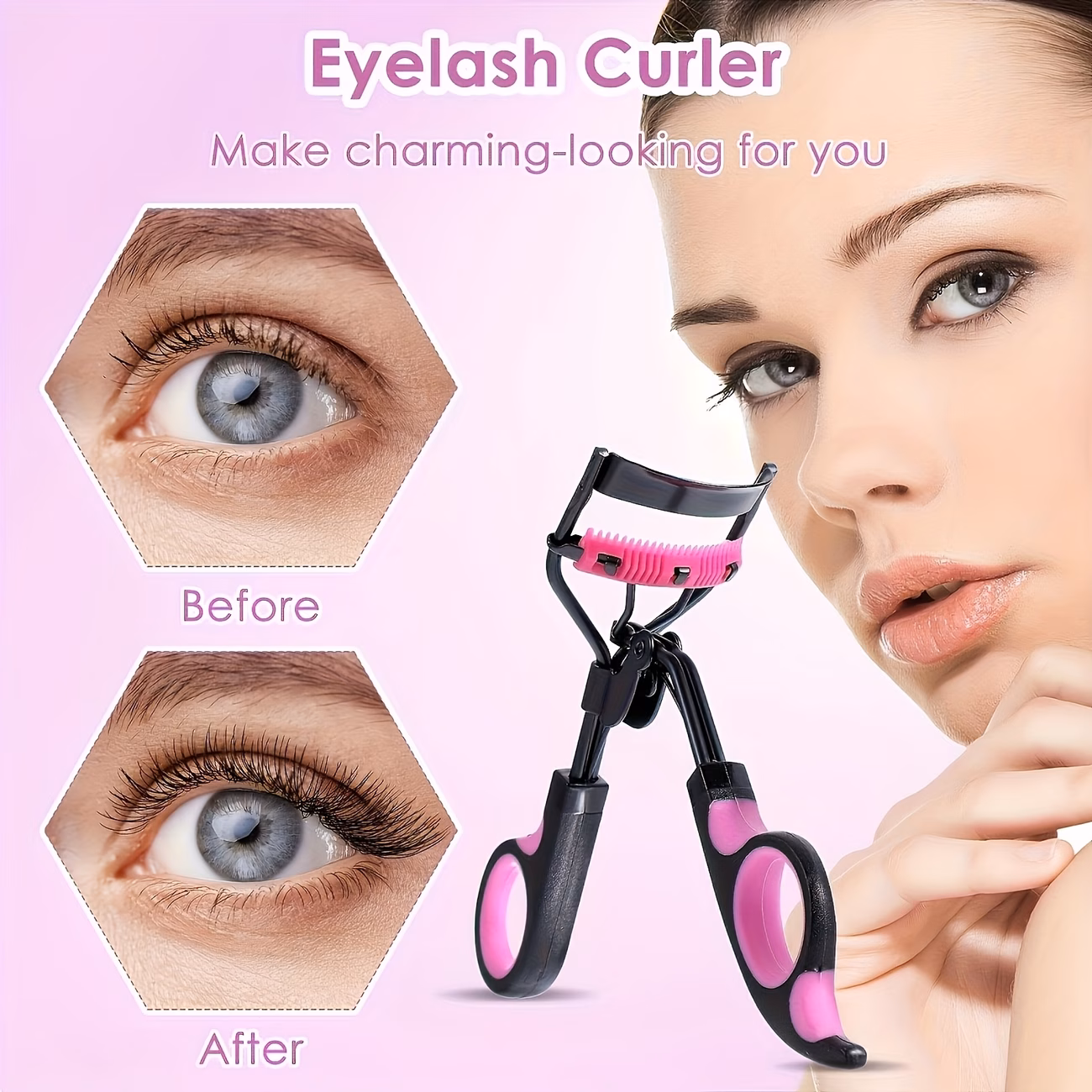 eyelash curler set with comb with eyelash curler replacement strips eyelash curler replacement comb eyebrow brush mascara brush spiral mascara brush lip brush quickly create curly lashes that are easy to carry and a holiday gift for travel Product details 0