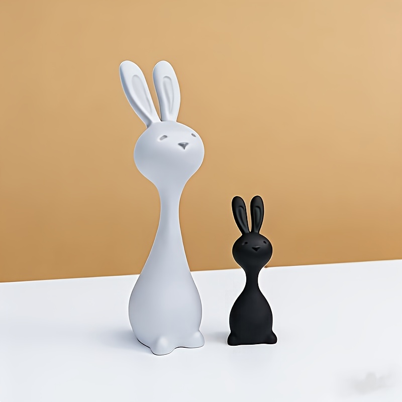 Image of A Set Of Cute Black And White Rabbit Ornaments | Made Of Plastic, Suitable For Home Offices, Coffee Tables, Display Cabinets, And A Perfect Gift For Birthdays, Christmas, And Easter