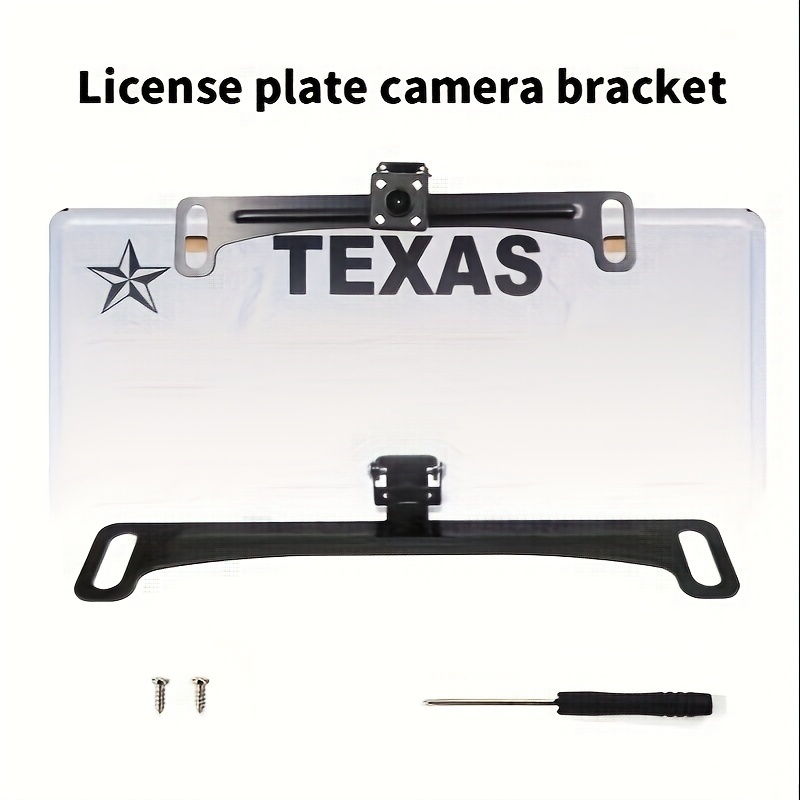 

Universal Car License Plate Frame With Camera Mount For Ats, For , For Chevrolet, For Gmc, And Other Vehicles - Black, Stainless Steel, Usa Compatible