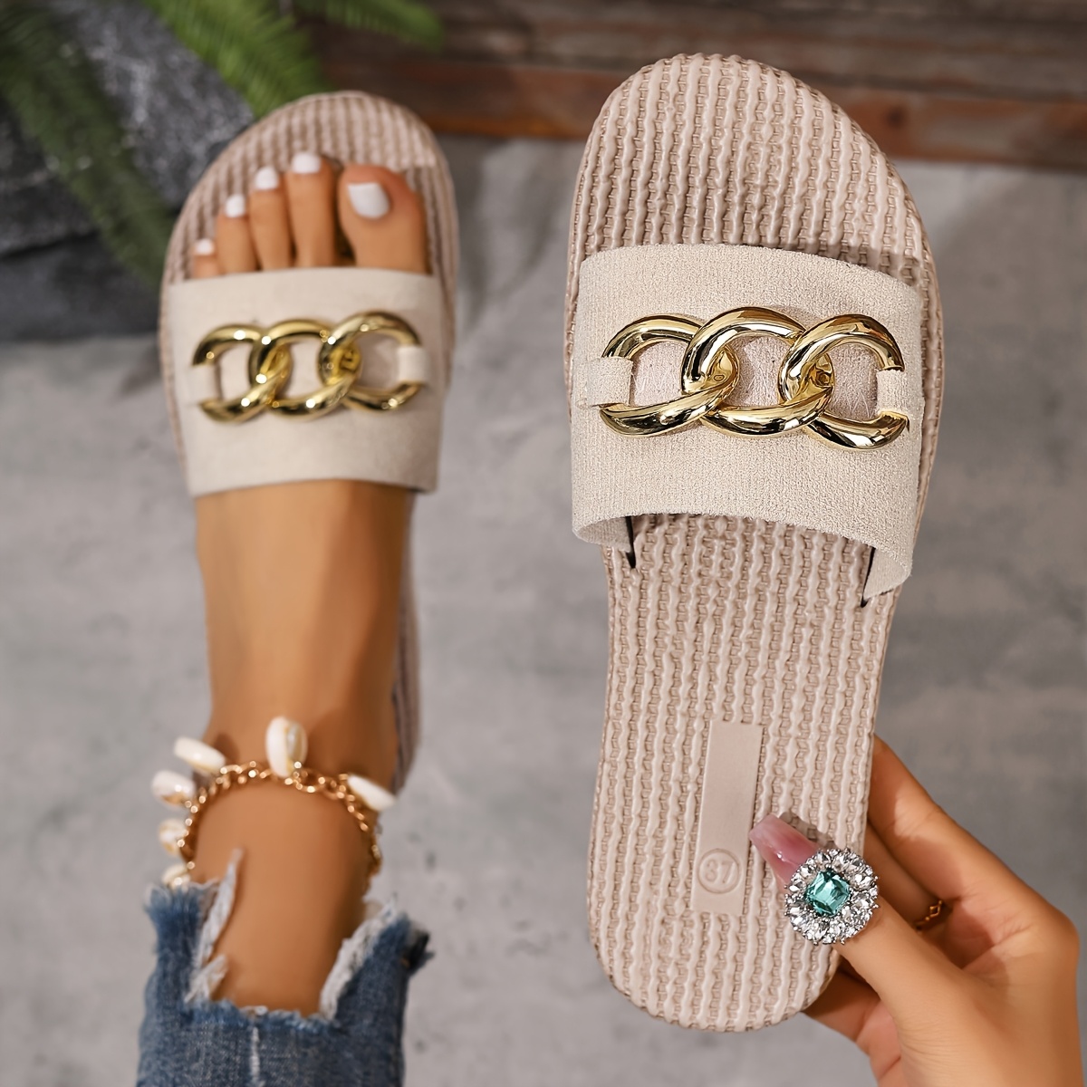 TEMU New Summer Women's Stylish Leopard Print Slip-on Sandals - Breathable And Comfortable, Perfect For Daily Commuting, Beach Vacations, And Other