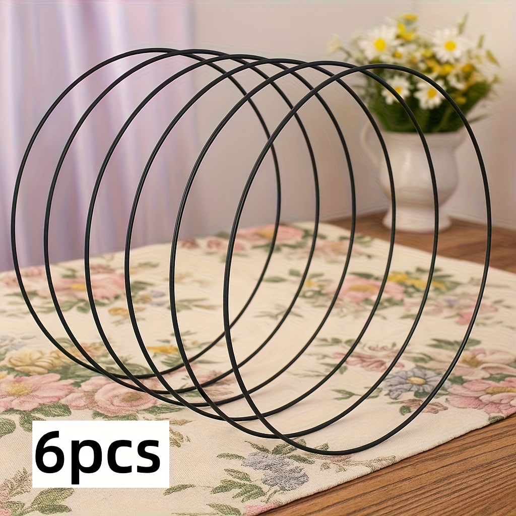 6pcs 12 Inch Floral Wreath Hoops, Black Metal Rings For Making Wedding Wreath Decor And Wall Hanging