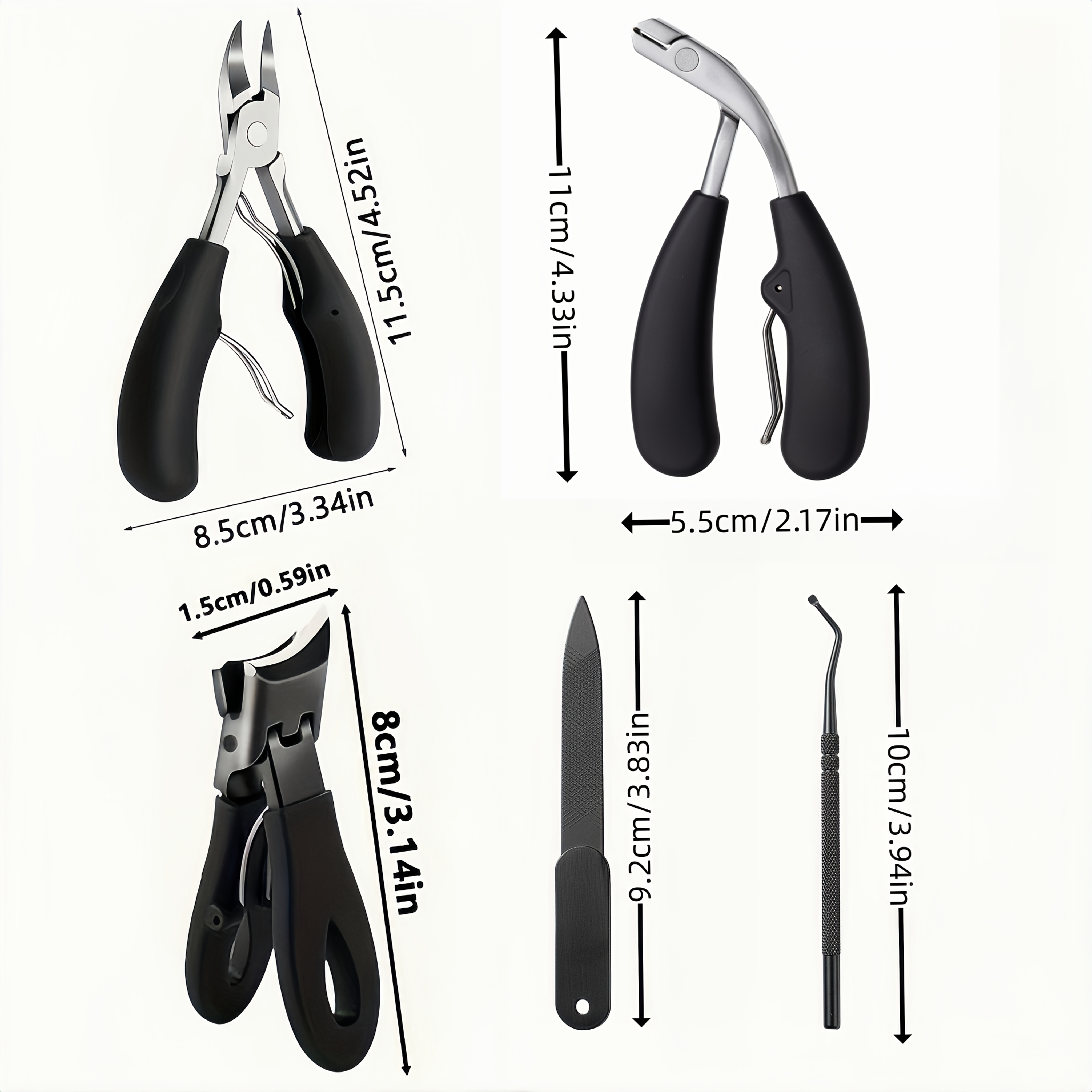 5pcs Heavy-duty Men's And Adult Nail Care Kit - Orthopedic-grade Stainless Steel Scissors With Ergonomic Handle + Nail File, For Thick Toenails, Modern , Manicure Technician Supplies, Halloween Gift