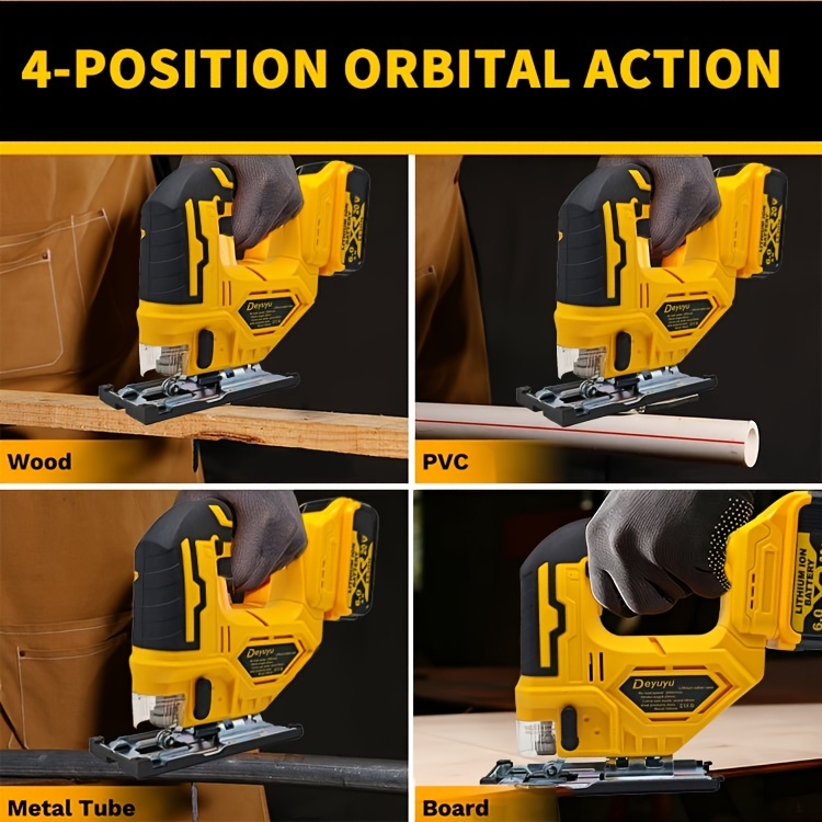 Deyuyu 3000RPM Brushless Cordless Jigsaw with LED Work Light for Dewalt 20V MAX Batteries(Batteries Not Included) 0°-45° Miter Cutting, 3 Track Settings for Straight/Curved/Bevel/Circular Cutting, Suitable for Home Improvement Use