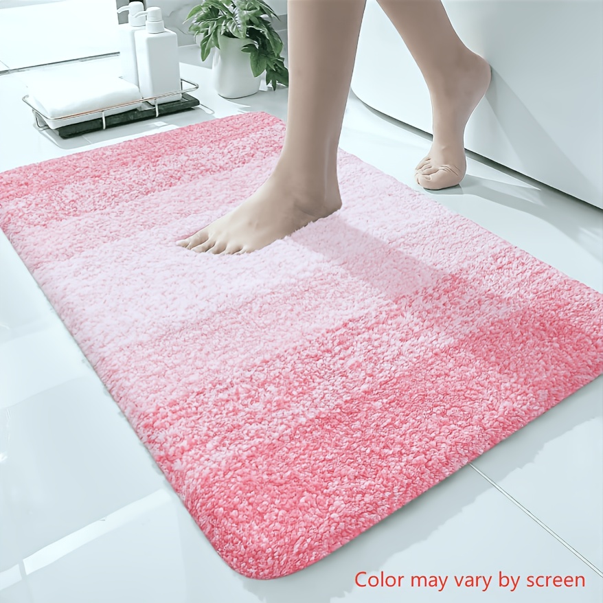 TEMU Absorbent Bath Suitable For Bathroom Floor, Tub & Shower - Quick-dry Machine Washable Non-slip Bath Mat With Rubber Backing, Thick Cushioned