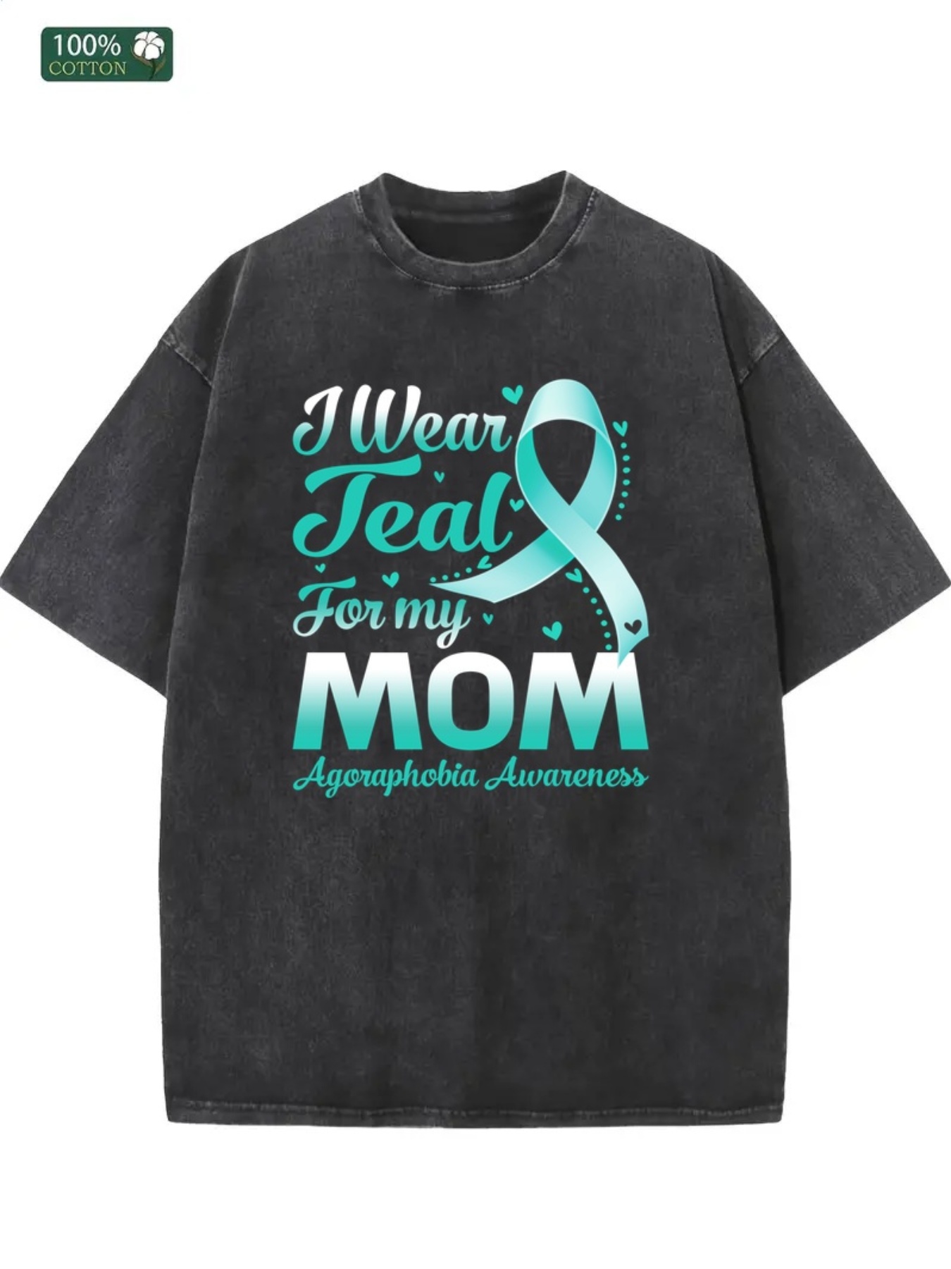 " I Wear Teal For My Mom" Cotton T-Shirt for Men, Mental Health Awareness
