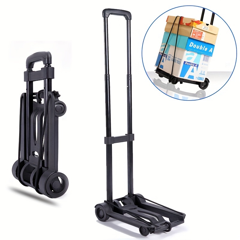 

1pc, Classic Style Portable Trolley, Folding Telescopic Pull Cargo Carriage, Convenient Trolley For Buying Food, Moving Freight, Camping Travel Essentials, Black