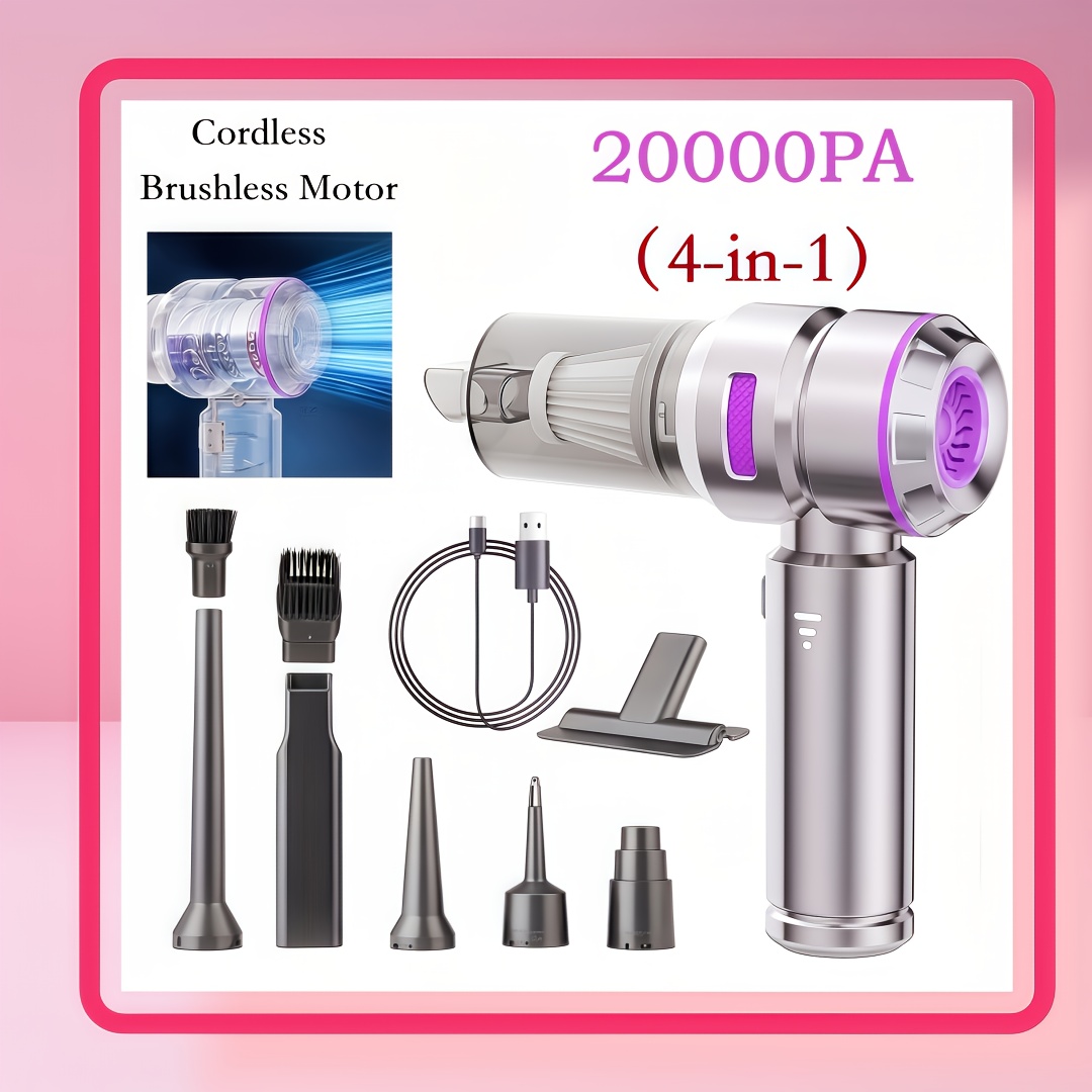 

Car Vacuum Portable Cordless 20000pa High Vacuum Cleaner Compressed Air Duster & Air Blower & Pump With Brushless Motor For Car, Home, Office, Camping (purple)