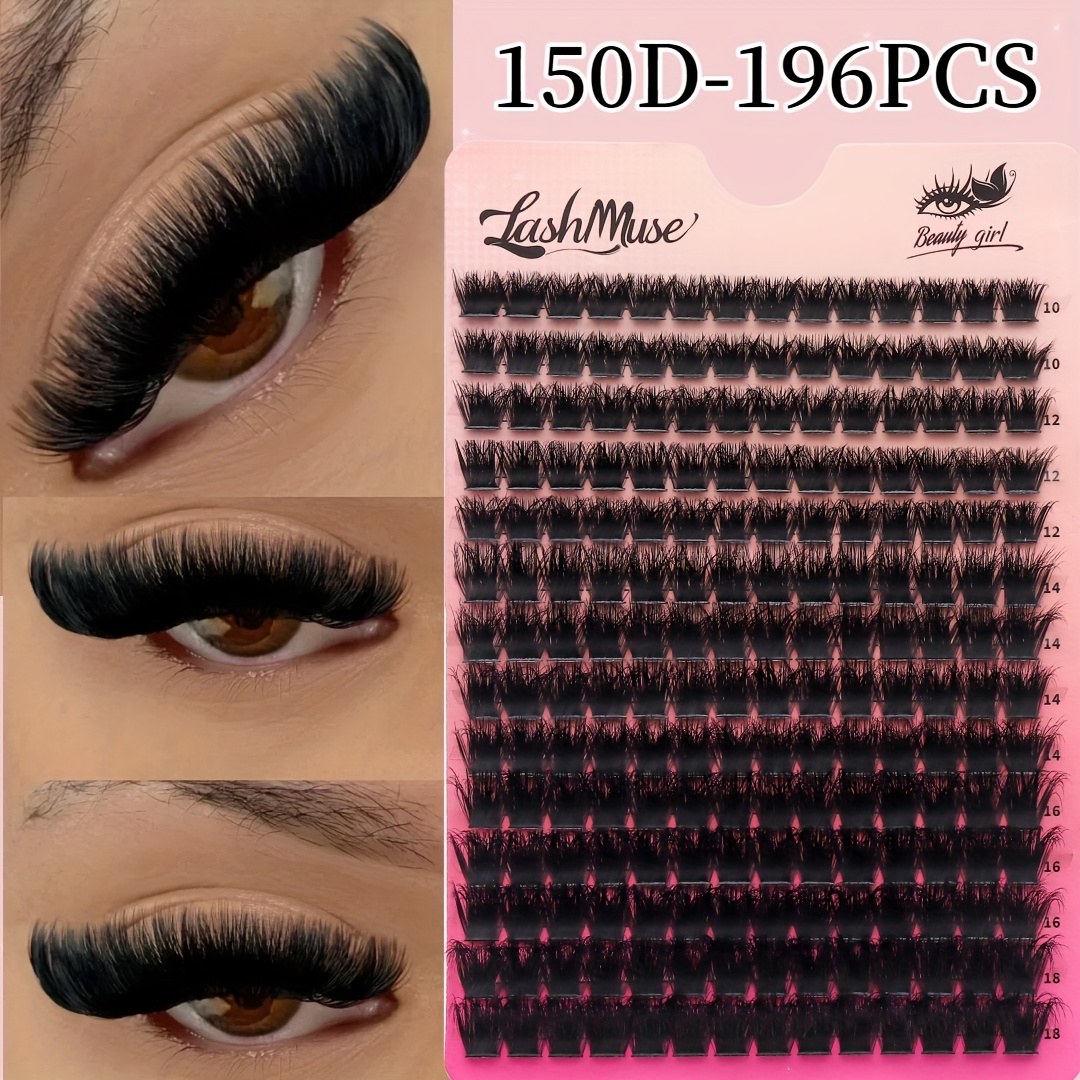 196-cluster 150d False Eyelashes, 10-18mm Mixed Lengths, , Dd , Cat Eye Cluster Extensions, 3d - Natural - Dense - Fluffy Lashes, Lightweight - Soft - Comfortable - , Diy Suitable For Beginners